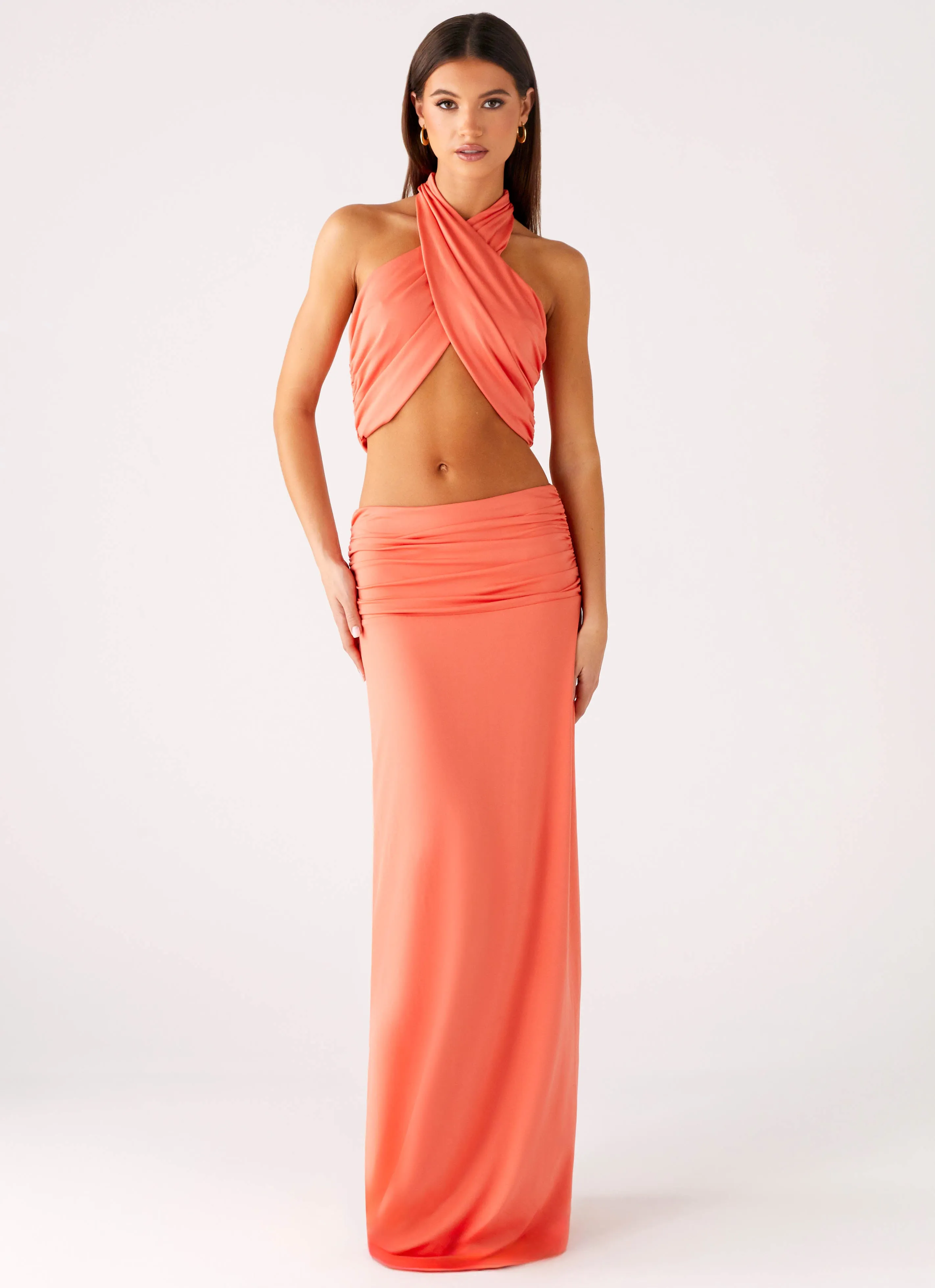 Coletta Wrap Top - Coral Soft Brushed Lining