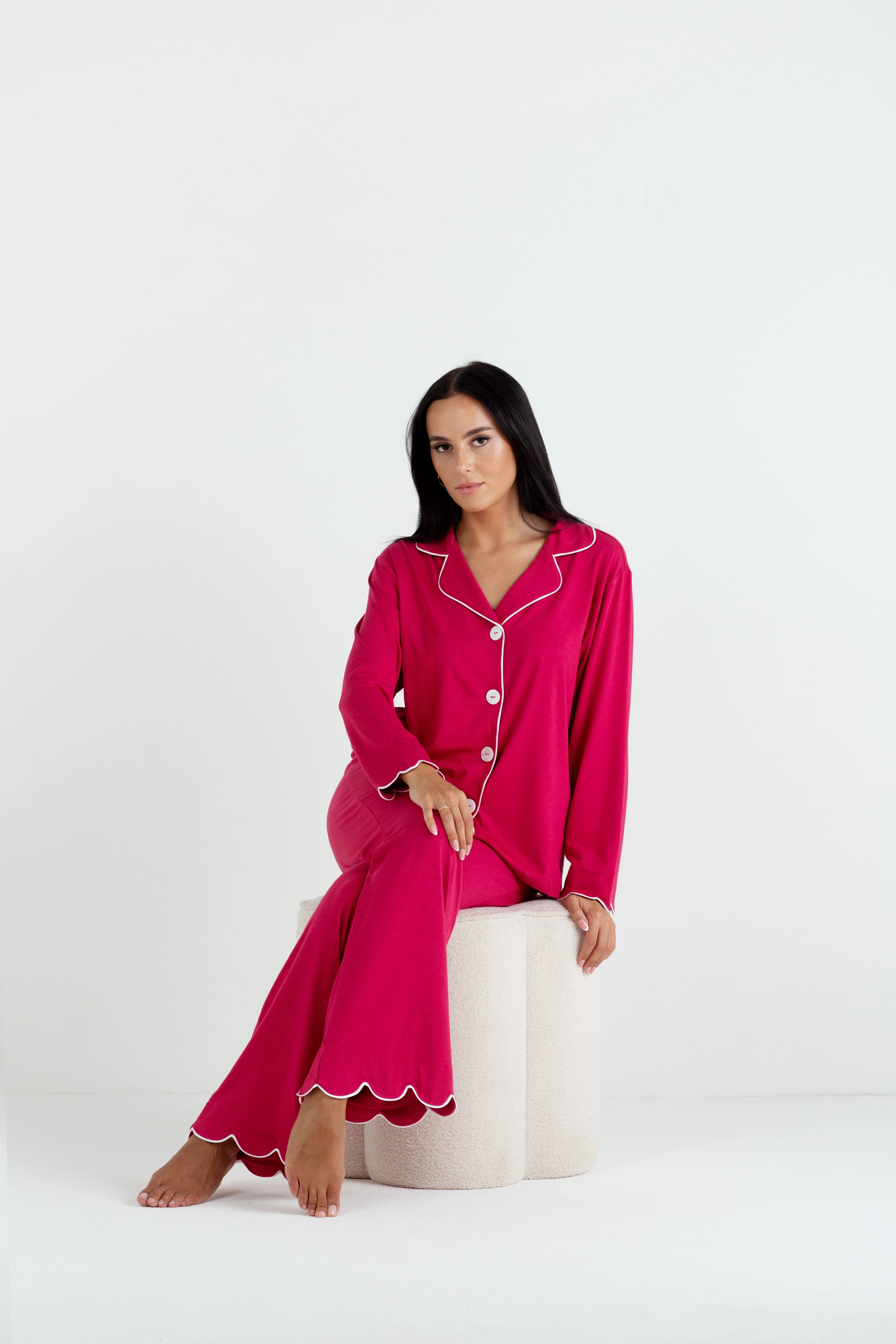 Bamboo Sleepwear (Berry) LowProfileSeams Long Sleeve Shirt