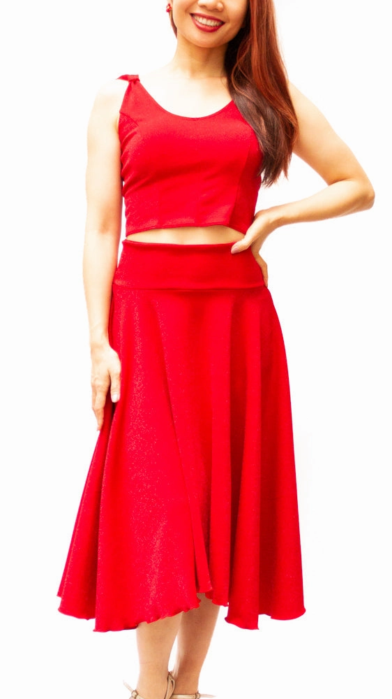 TOP - Romantica (Shiny) Ribbed Trim Details