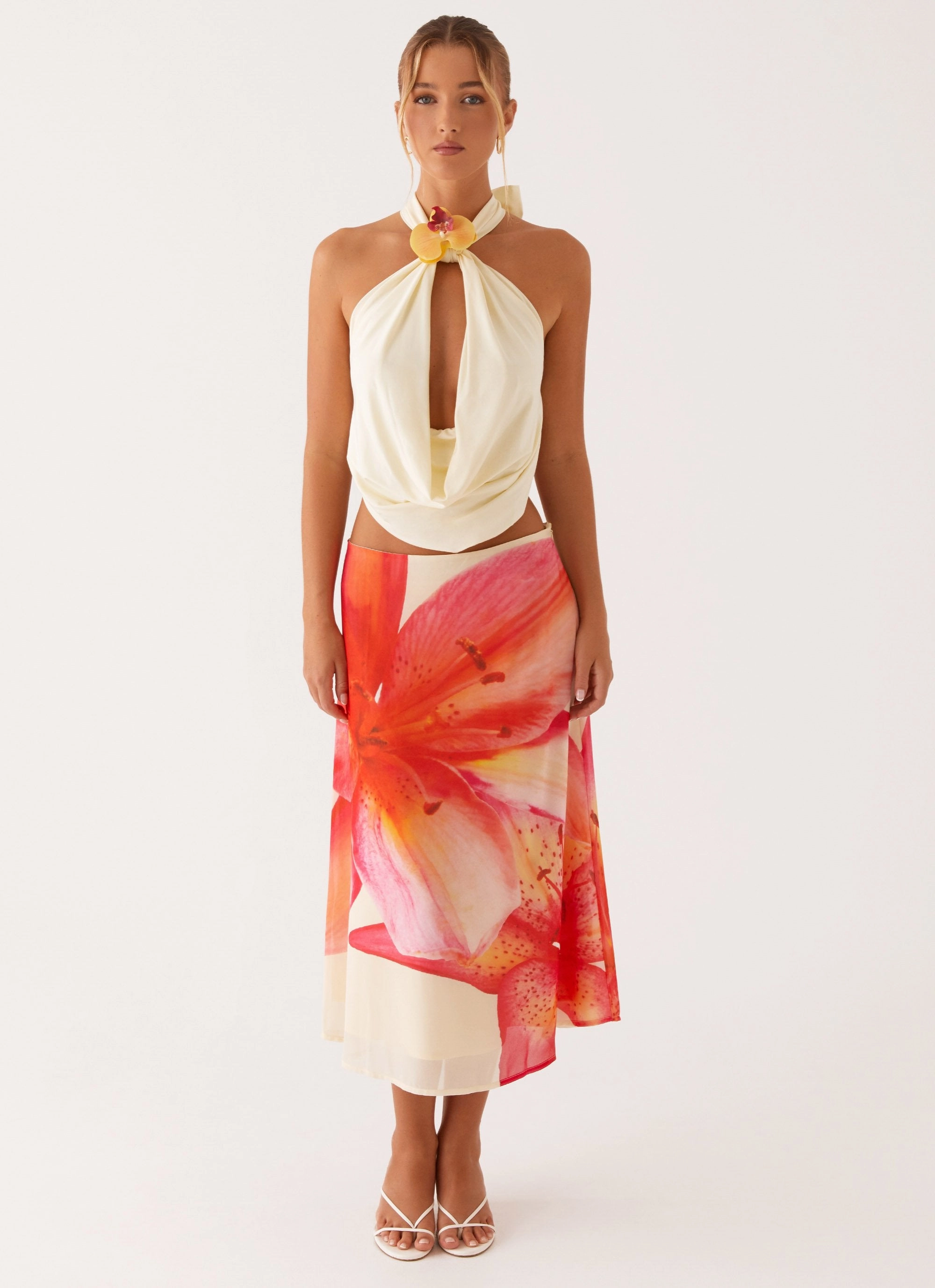 Paradisa Top - Yellow Ribbed Collar Design Layered Shoulder