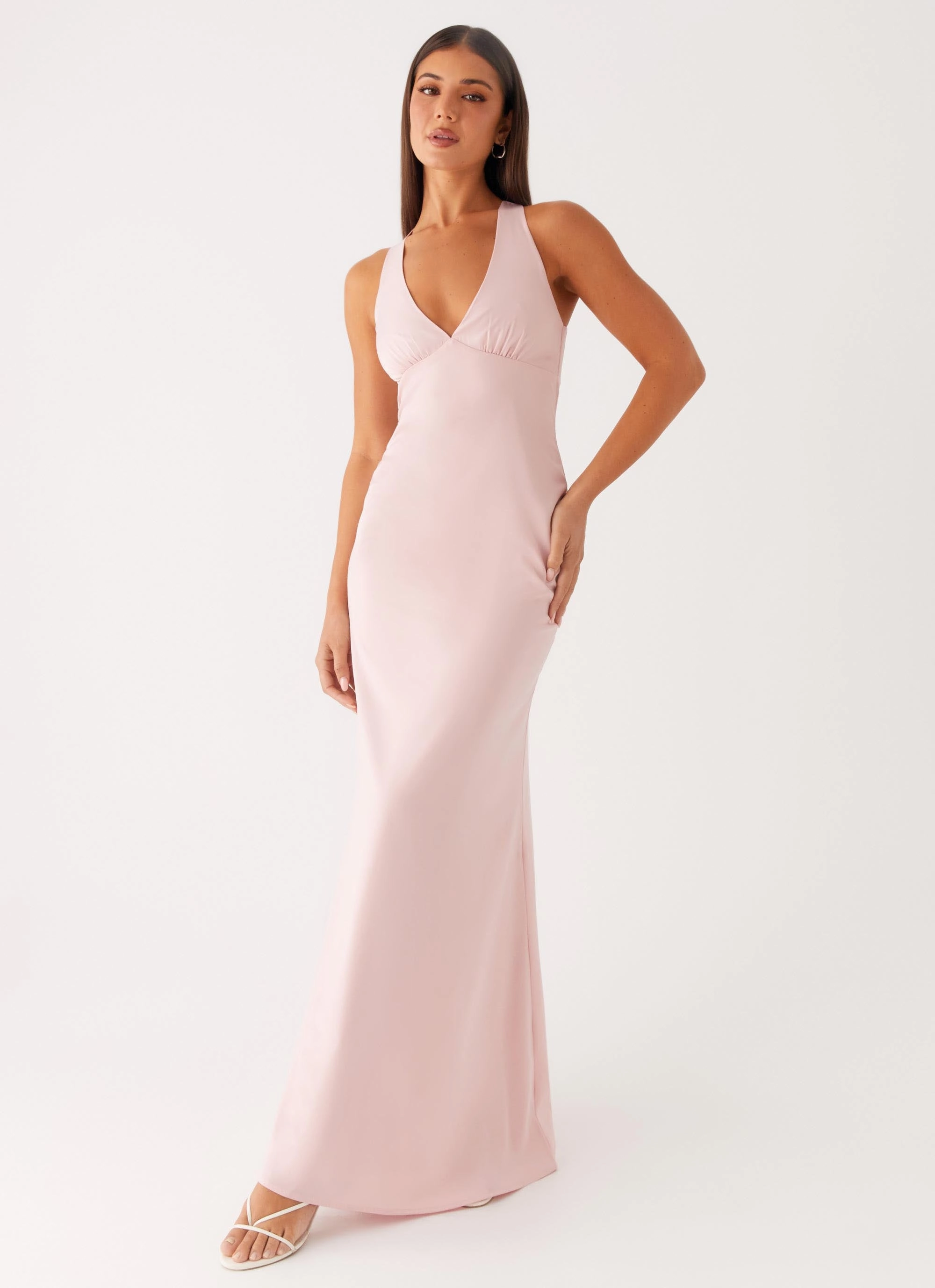 Desi Halterneck Maxi Dress - Pink Flattering and Chic Luxe Touch
