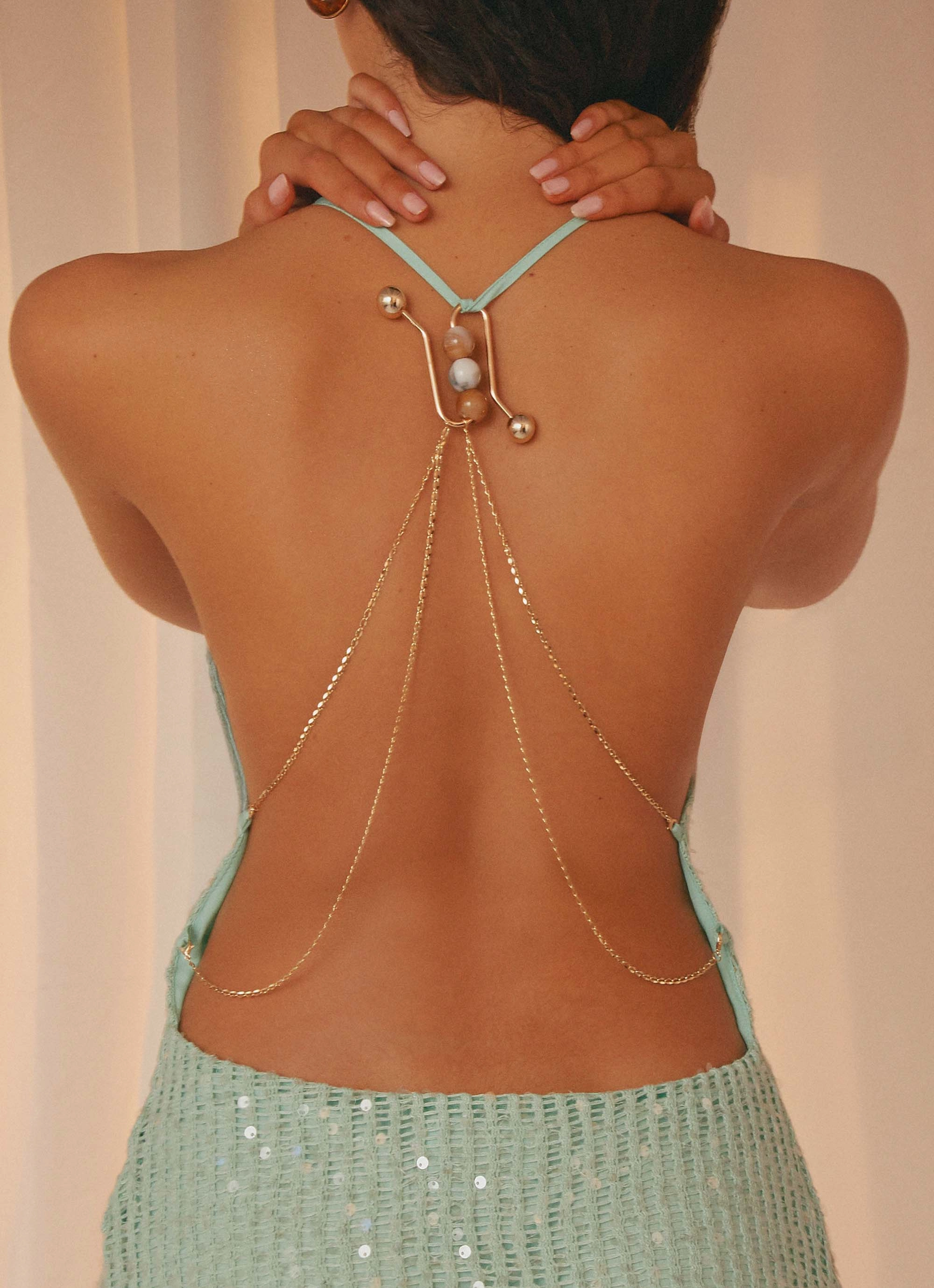 Keela Sequin Mini Dress - Mint Sage Elegant Waist Fit