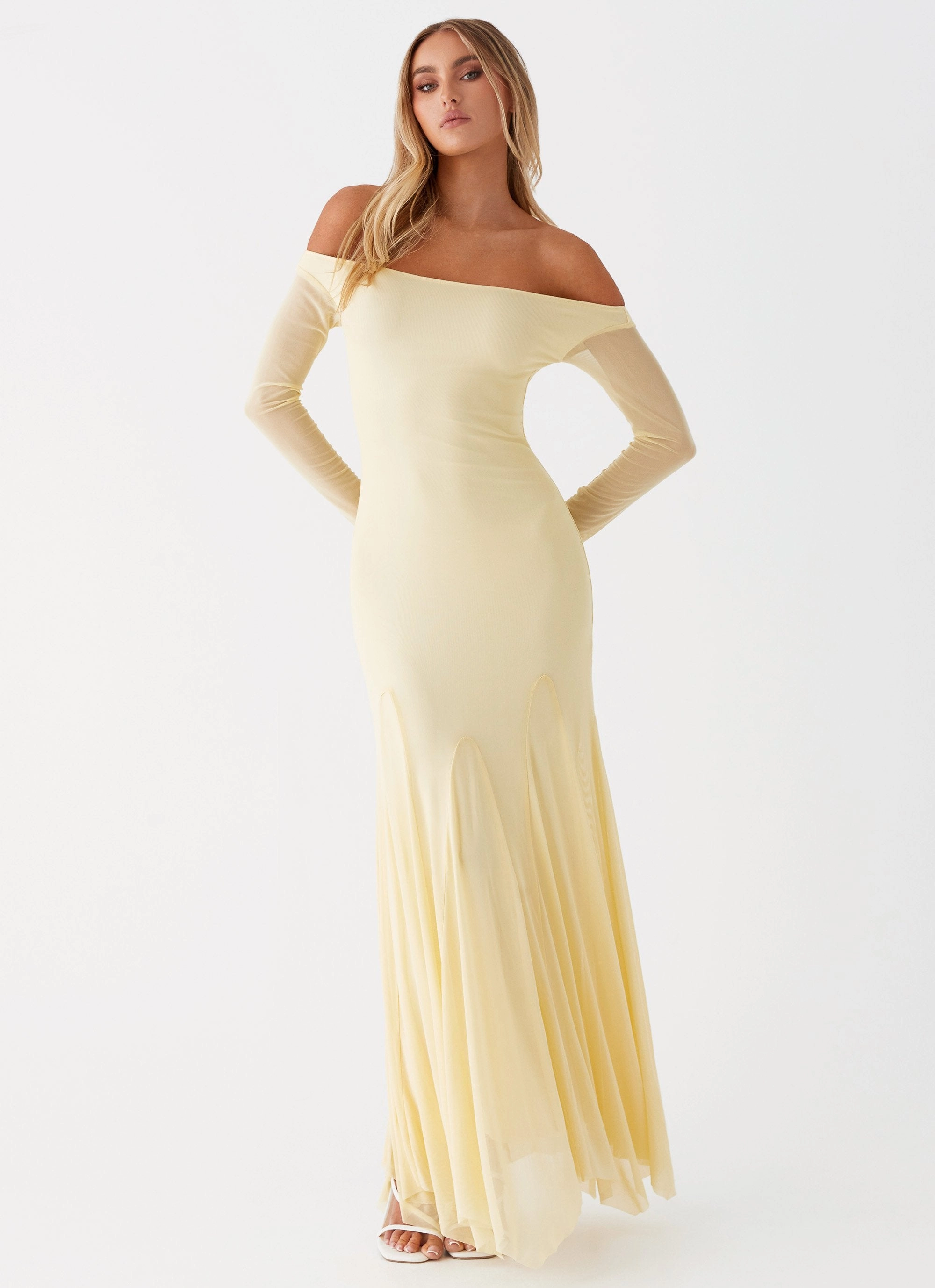 Weekend Style Sheer Panel Maribel Maxi Dress - Yellow