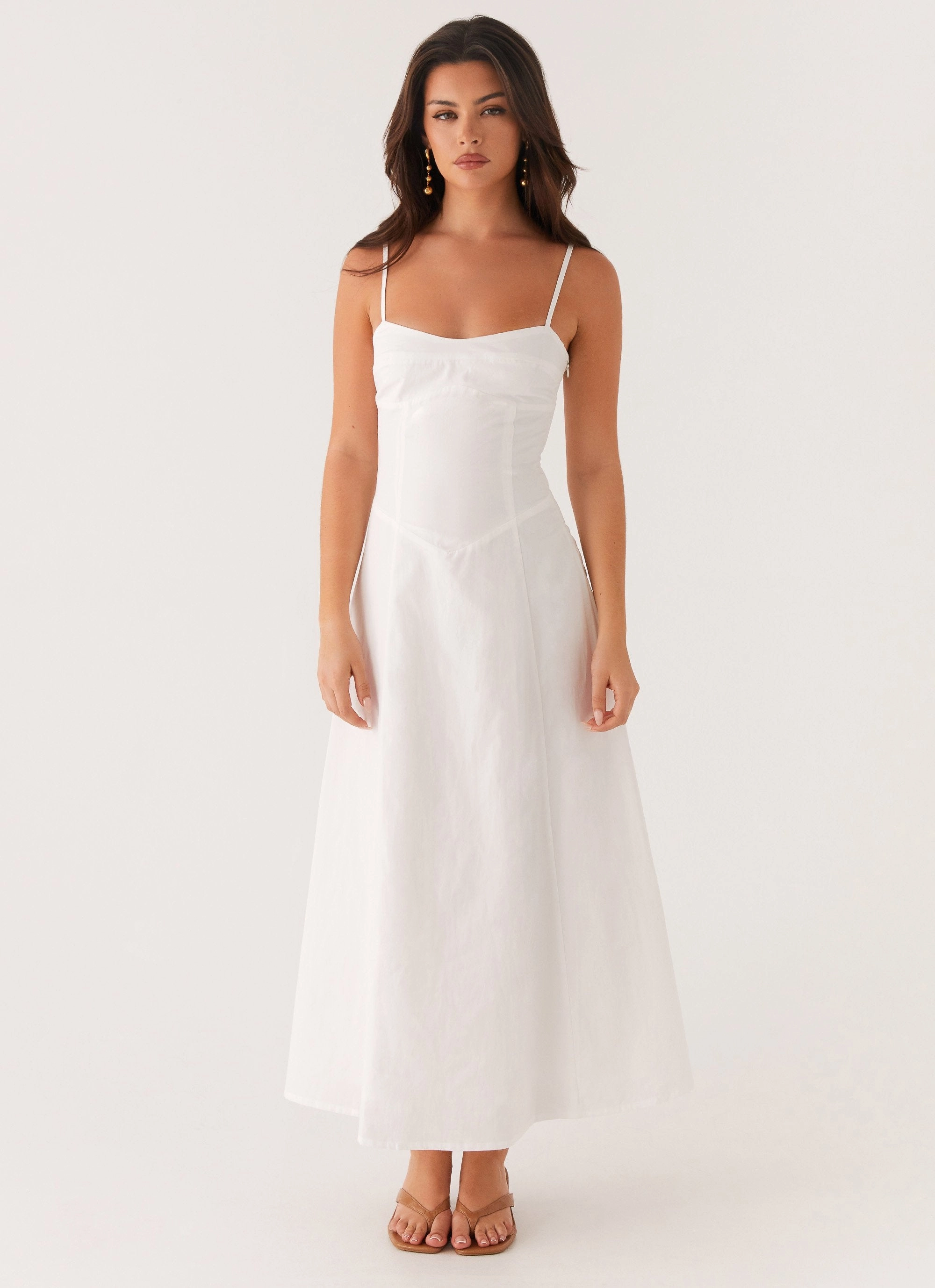 Back-Zip Noosa Midi Dress - White
