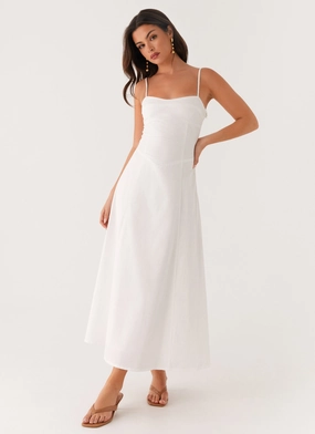 Noosa Midi Dress - White All-Day Wear Luxury-Fabric