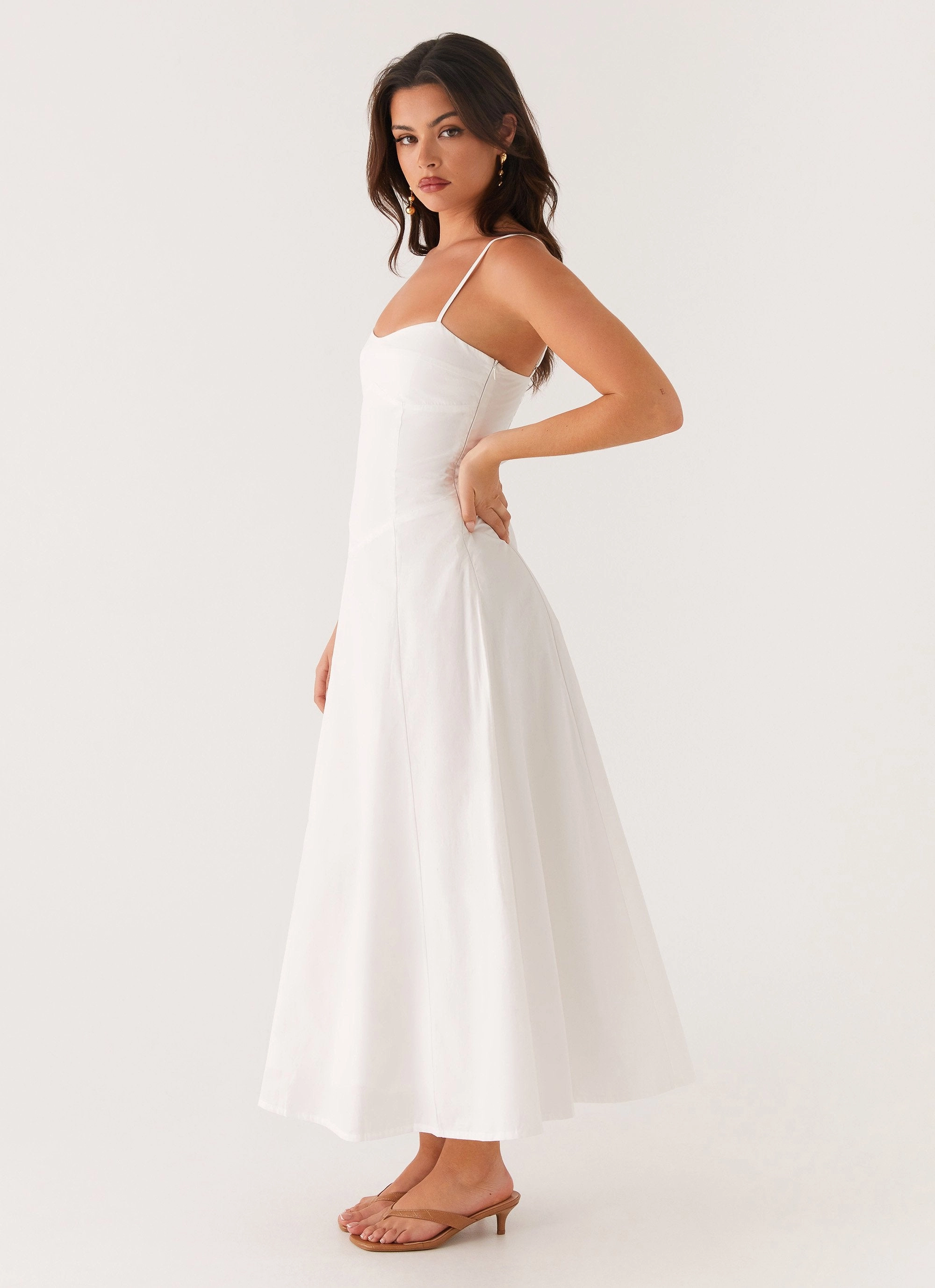 Weekend Edge Elastic Fit Noosa Midi Dress - White