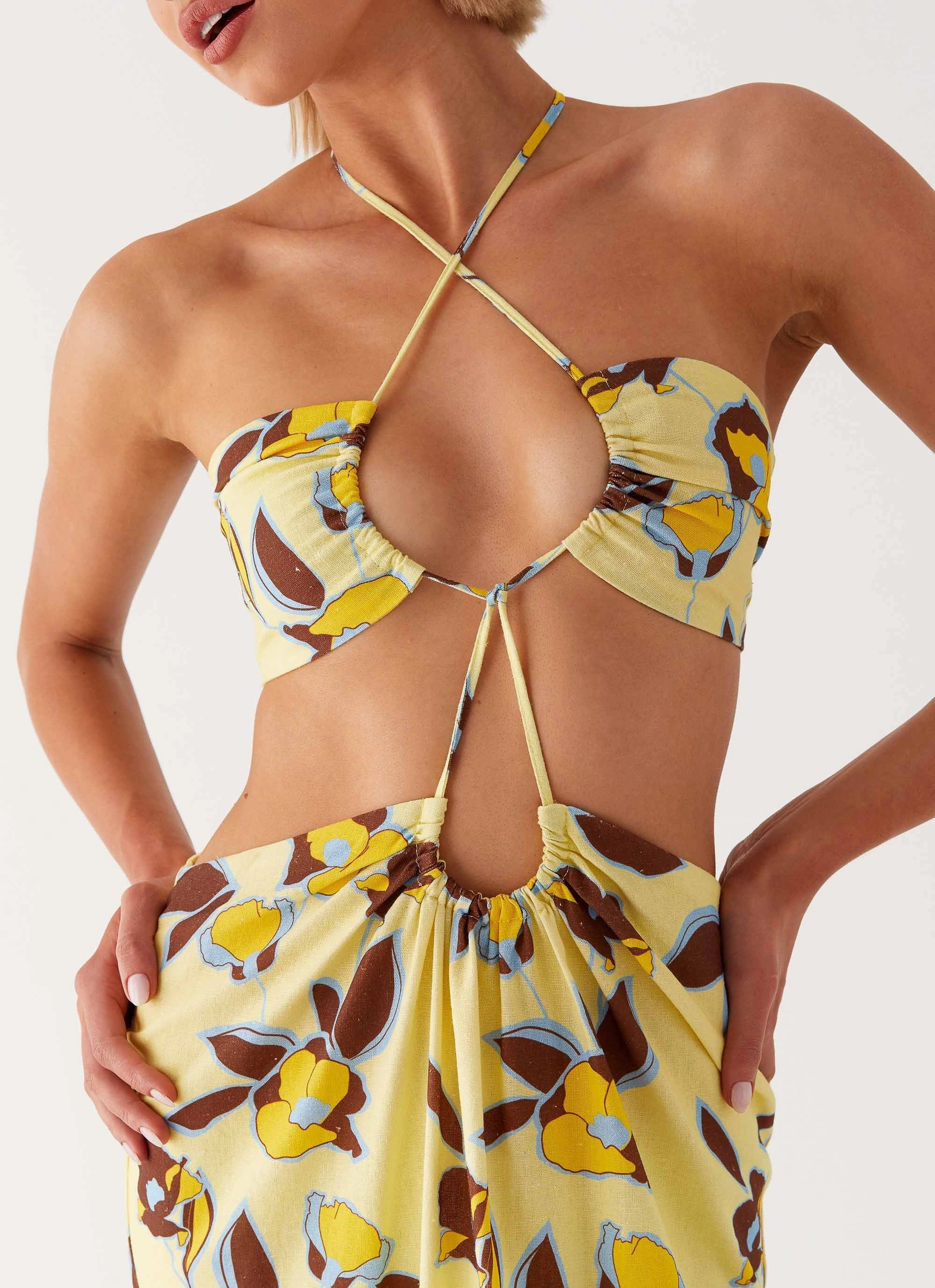 Flexible Cut Nora Linen Maxi Dress - Primrose