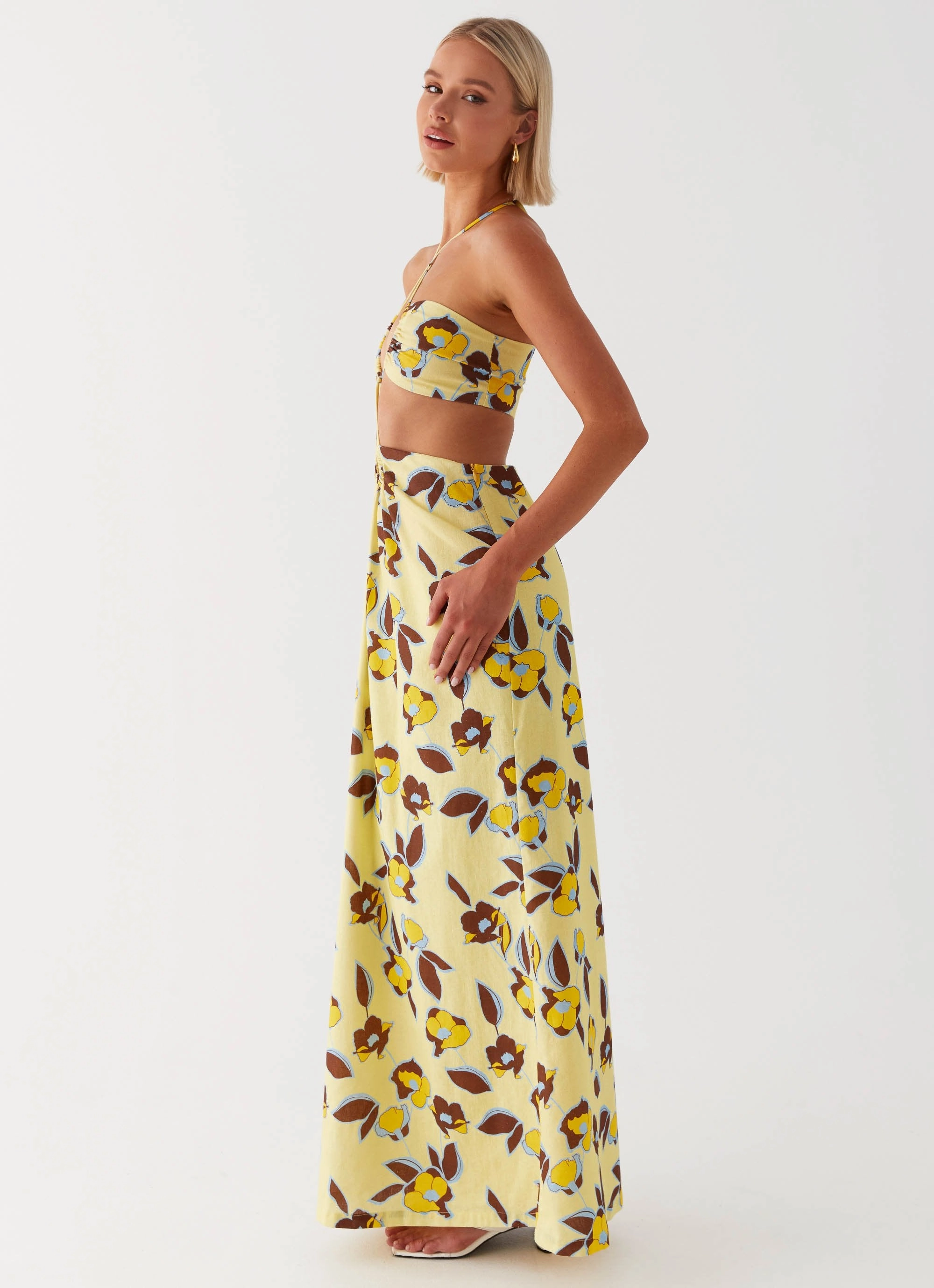 Bow-Detail Nora Linen Maxi Dress - Primrose