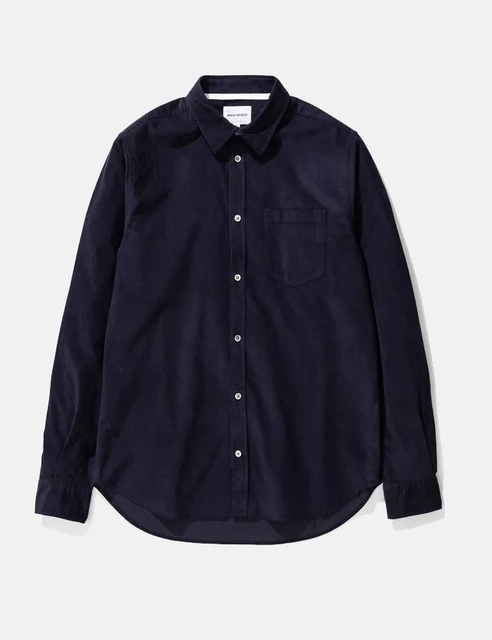 Norse Projects Osvald Shirt (Cord) - Dark Navy Blue