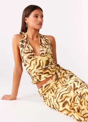 Eco Conscious Packaging Durable Reinforced Shoulders Not My Problem Hater Neck Top - Yellow Zebra