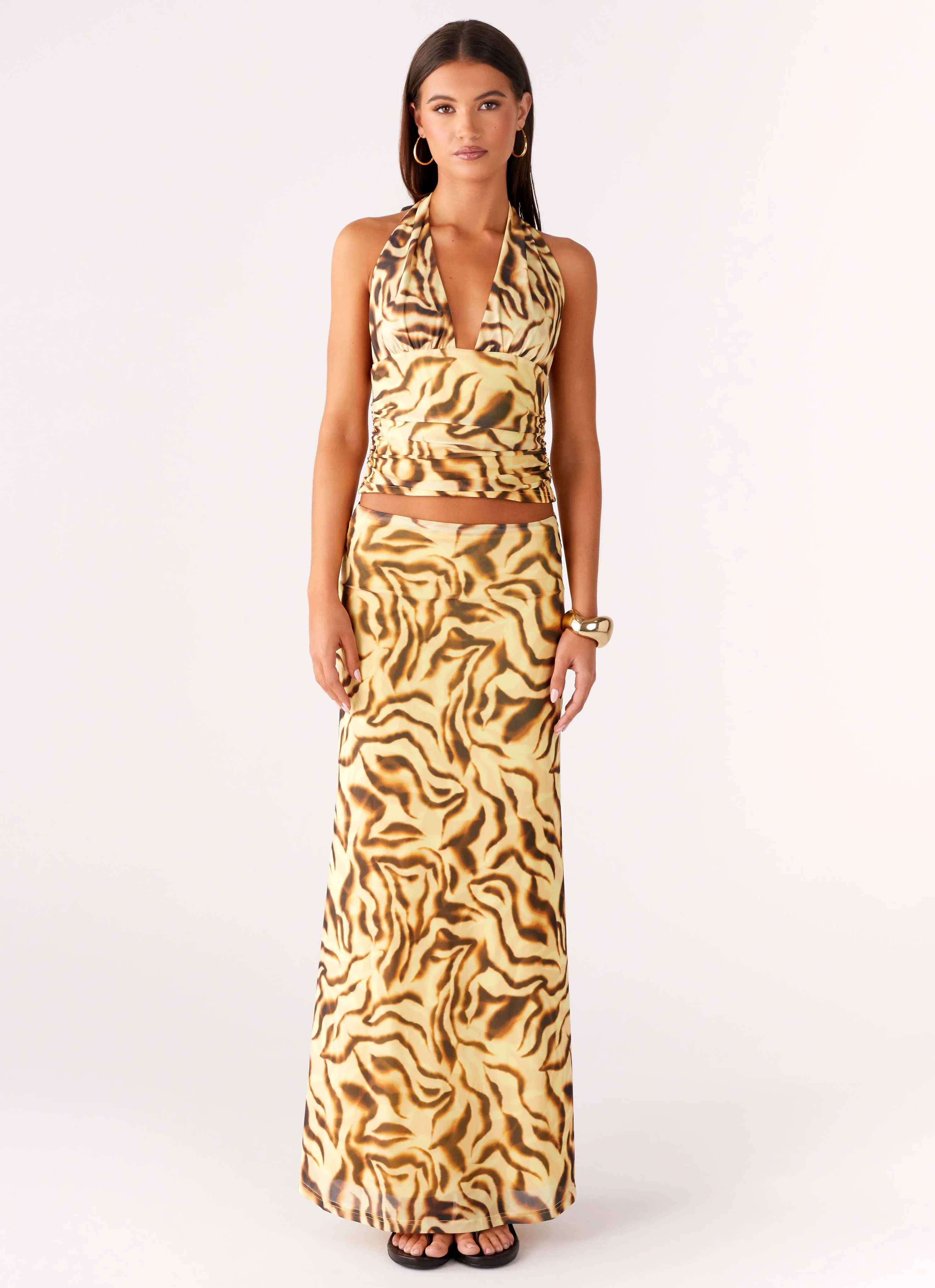 Not My Problem Hater Neck Top - Yellow Zebra SmoothZipper Glow In The Dark Accent Trim