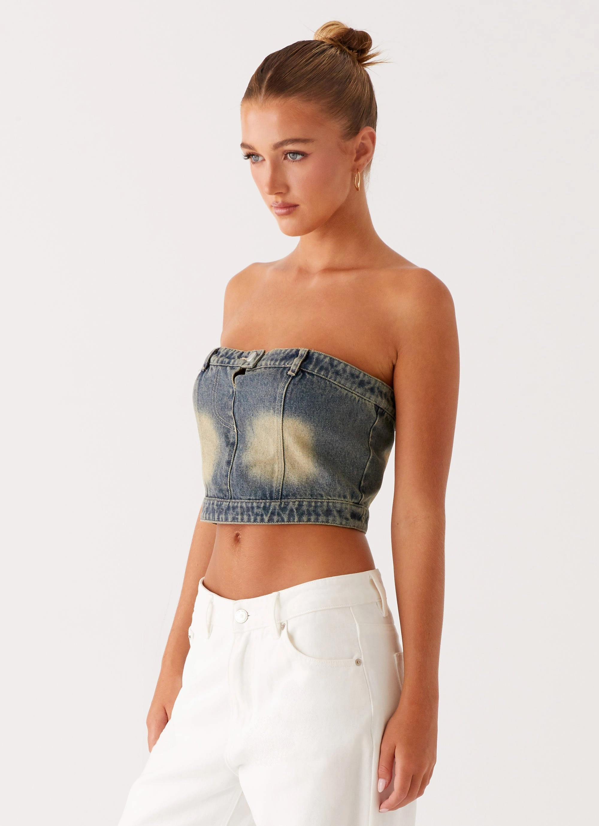 Sporty Style Not Like Us Denim Top - Vintage