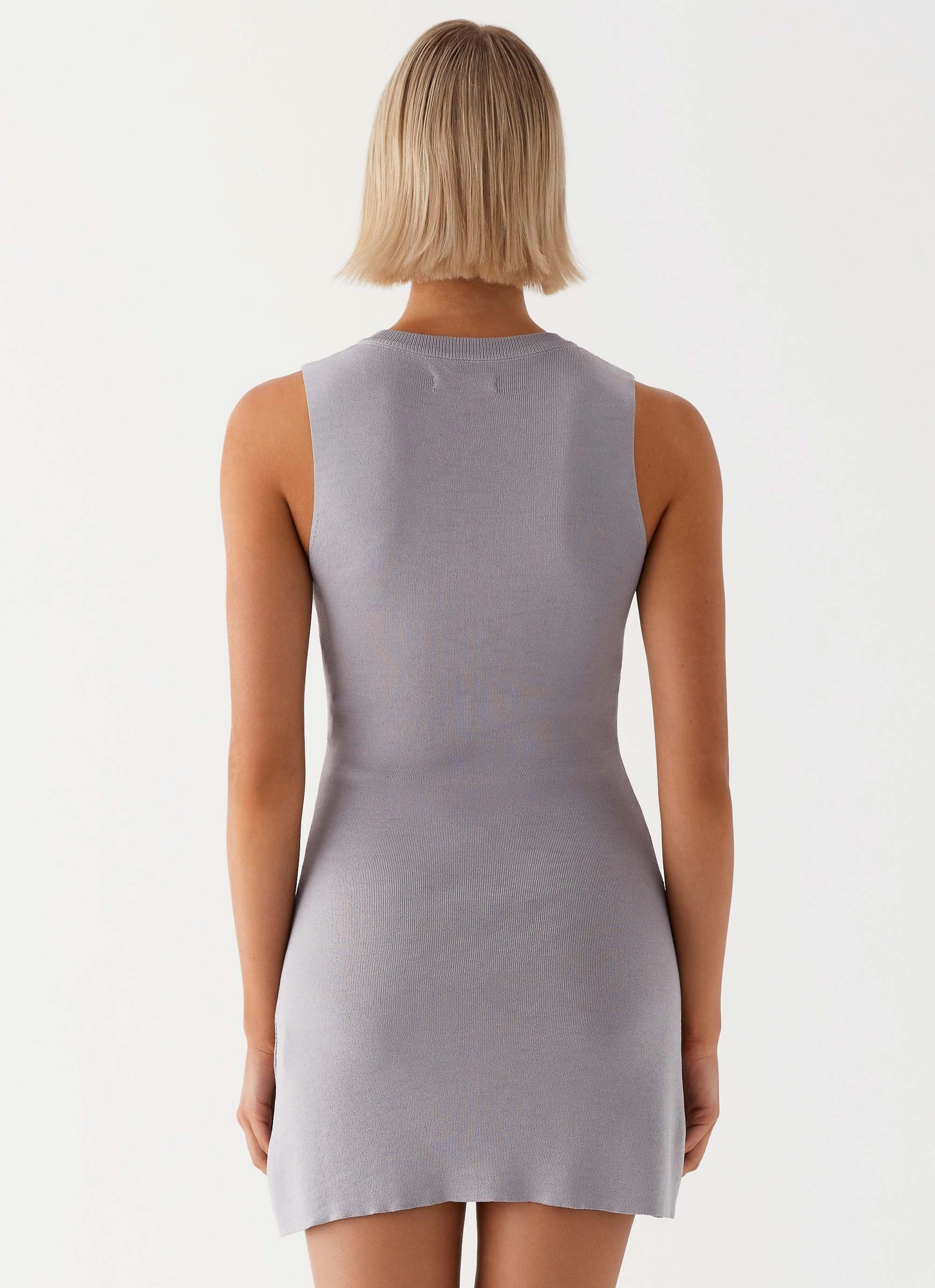 Not One Time Knit Mini Dress - Grey Elegant Appearance Pose Glow
