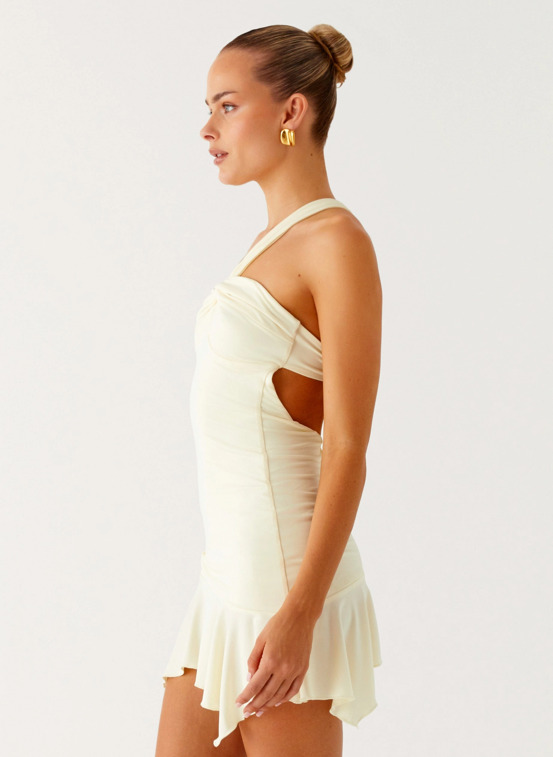 Chill Moment Not Your Fan Cut Out Mini Dress - Yellow