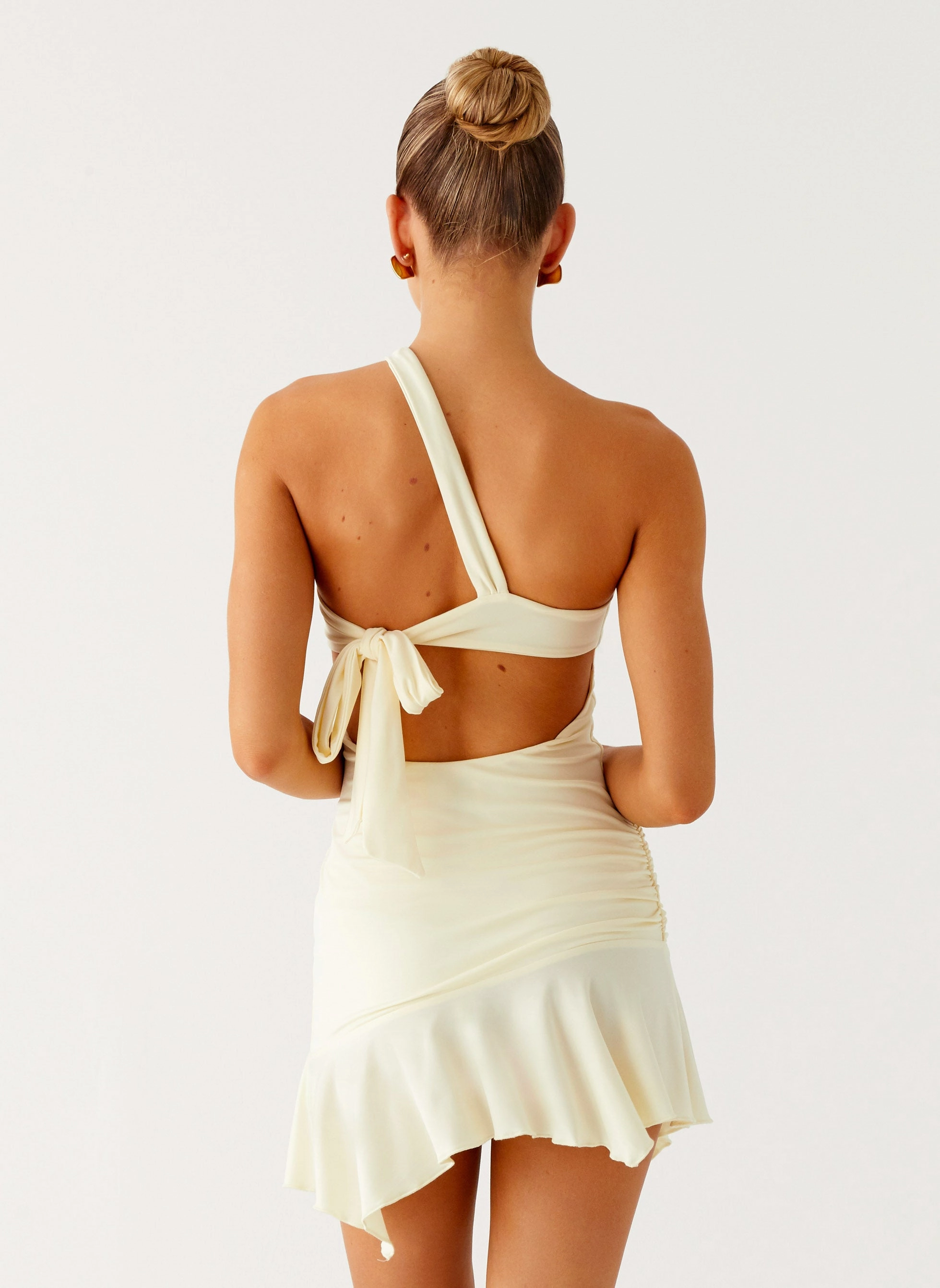 Not Your Fan Cut Out Mini Dress - Yellow Vibrant evening gown