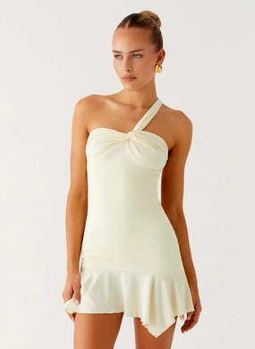 Seamless Finish Not Your Fan Cut Out Mini Dress - Yellow