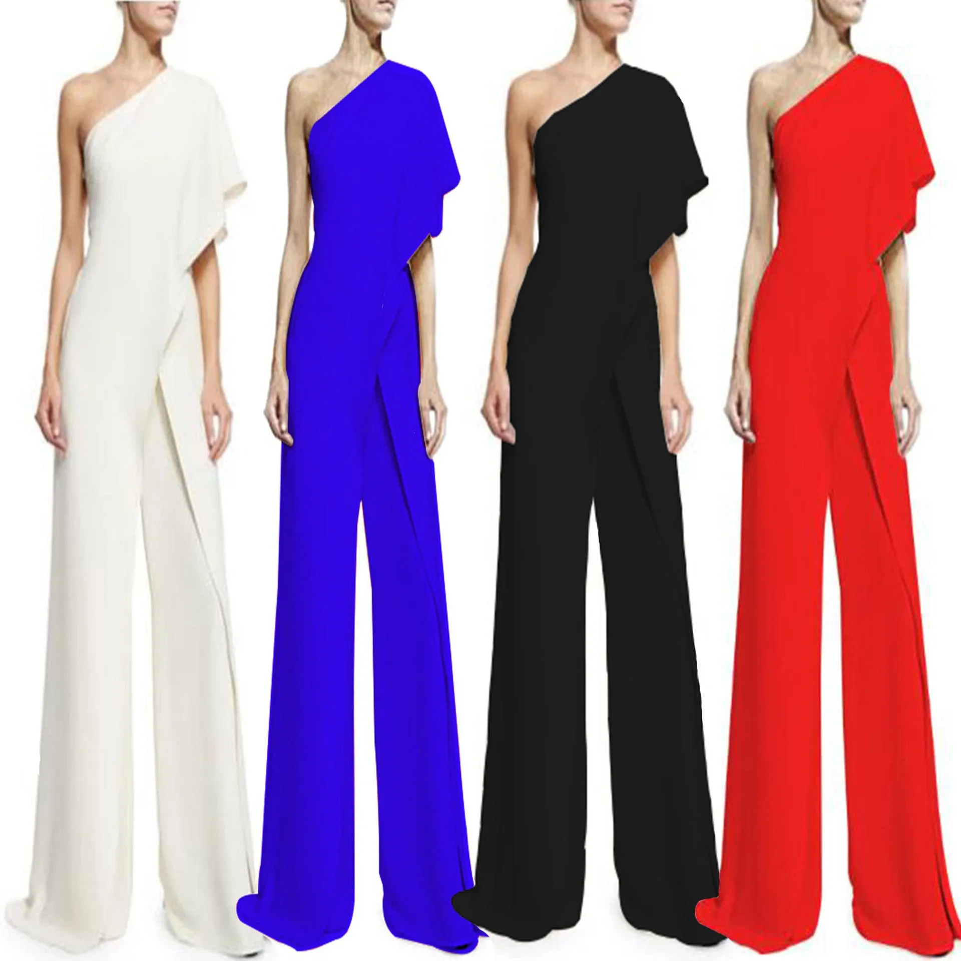 Nukty Sexy Ruffles Asymmetrical Solid Casual Overalls Holiday Rompers Women Long Jumpsuits Summer Playsuits Plus Size 5XL