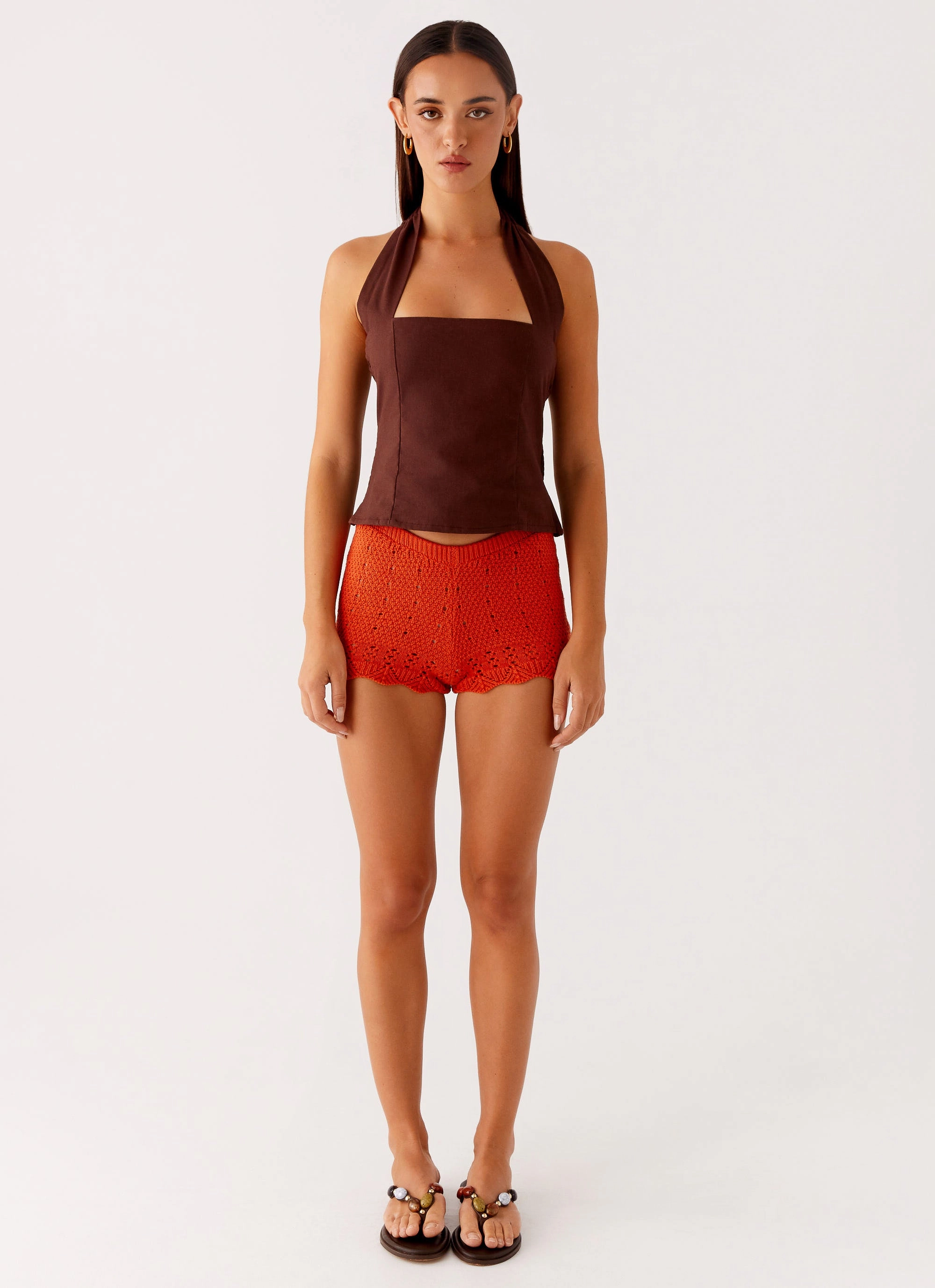 Oakley Low Rise Mini Shorts - Orange Thermal Lining