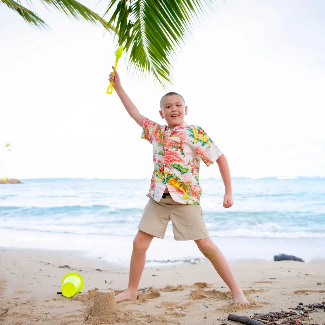 Ocean Life Pink Hawaiian Boy Shirt