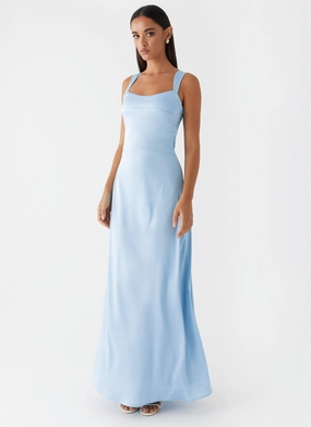 Odette Satin Maxi Dress - Blue Cozy Vibe Trendy Tailoring