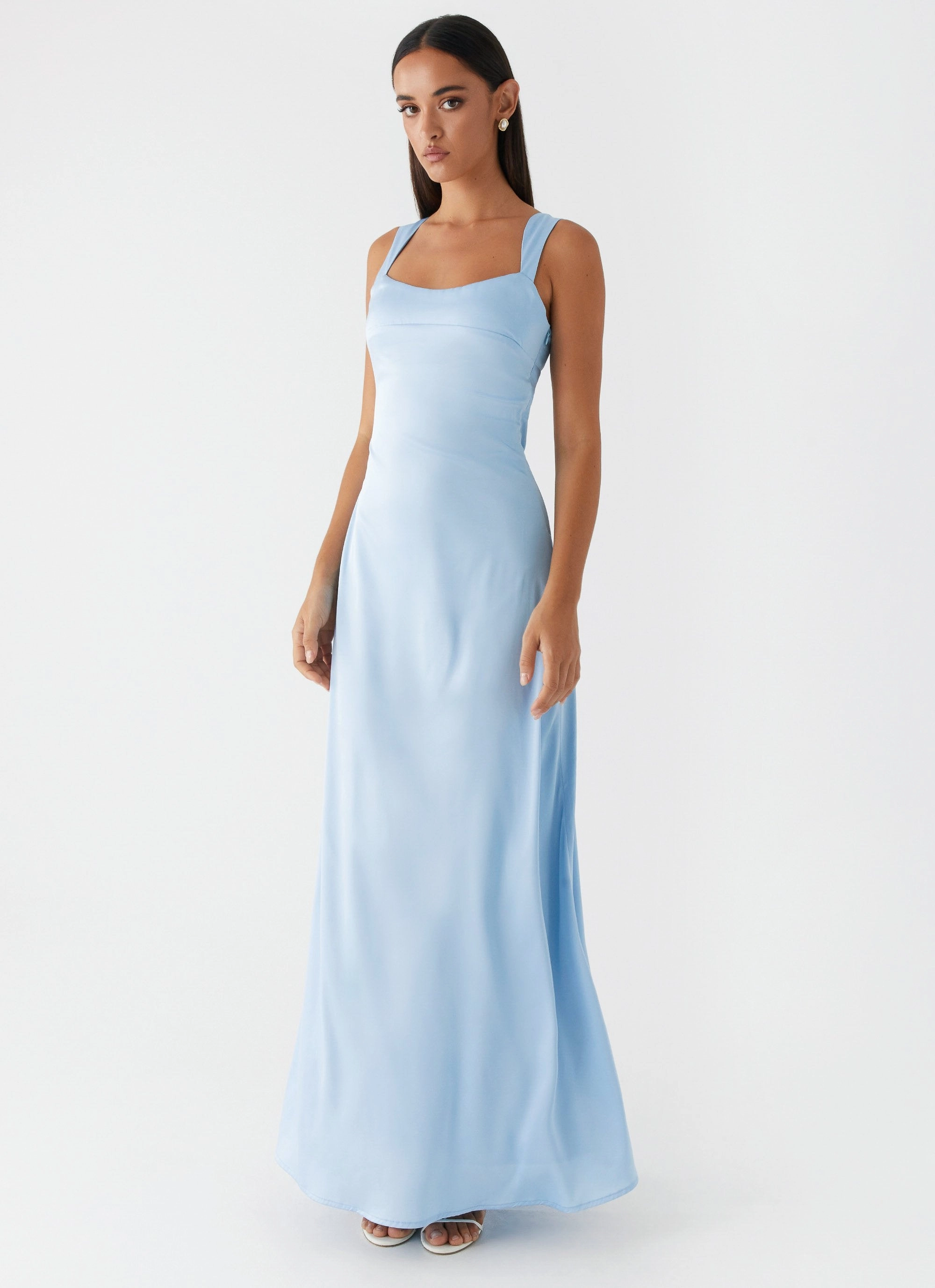 Odette Satin Maxi Dress - Blue Cozy Vibe Trendy Tailoring