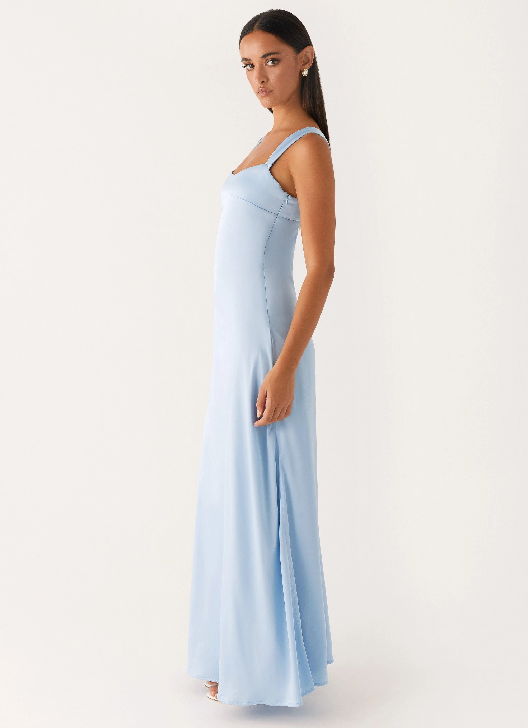 Odette Satin Maxi Dress - Blue Sleek Touch