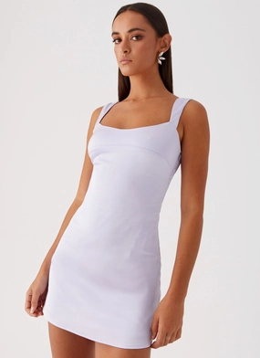 Bold Look Timeless Waist Fit Odette Satin Mini Dress - Lilac