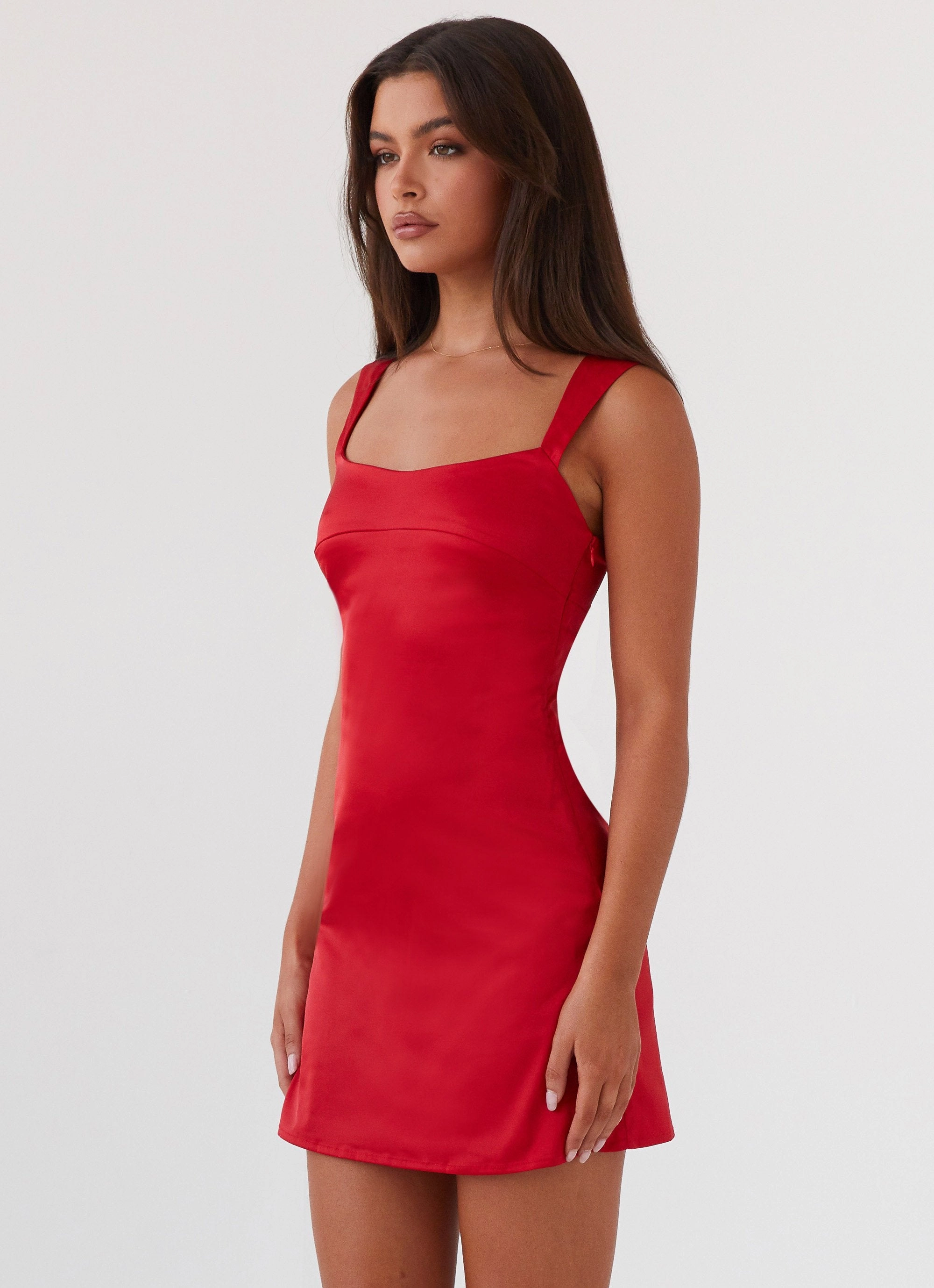 Perfect Day-to-Night Odette Satin Mini Dress - Red