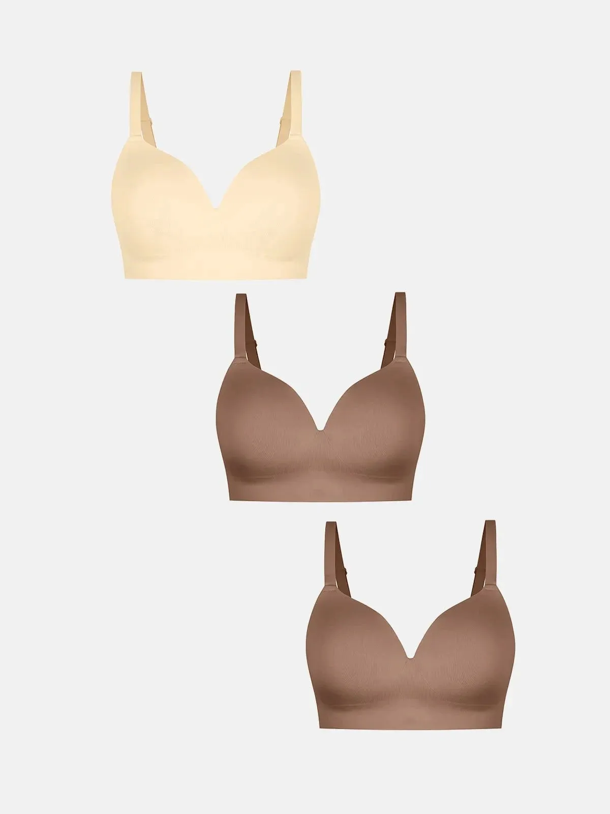 CompressionFit 3-Pack ContourLift? Seamless Wireless Shaping Push Up Bra Bundle