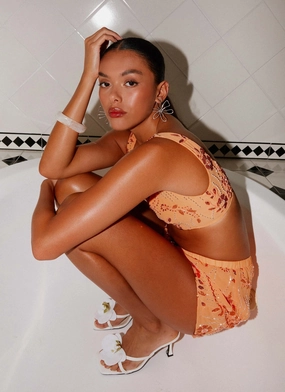 ButterySoftTextile Anti Static Treatment Mercer Sequin Bralette - Orange