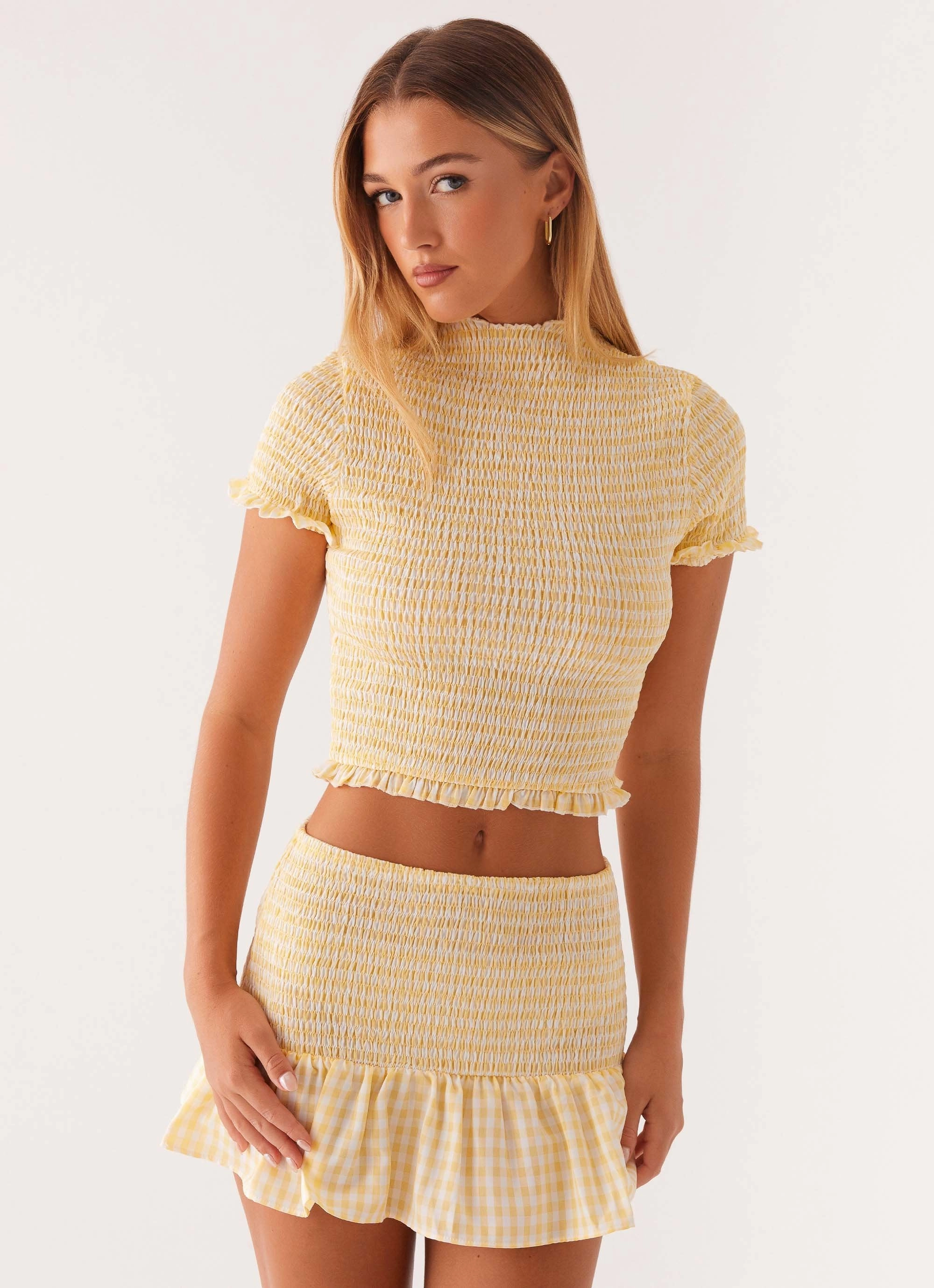 Sweetest Pie T-Shirt - Yellow Gingham FadeResistant Finish Light Fabric