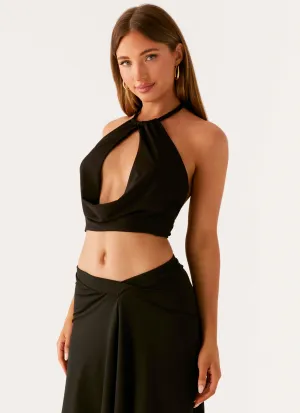 Calisa Cowl Top - Black Double Stitched Seams DurableZipper