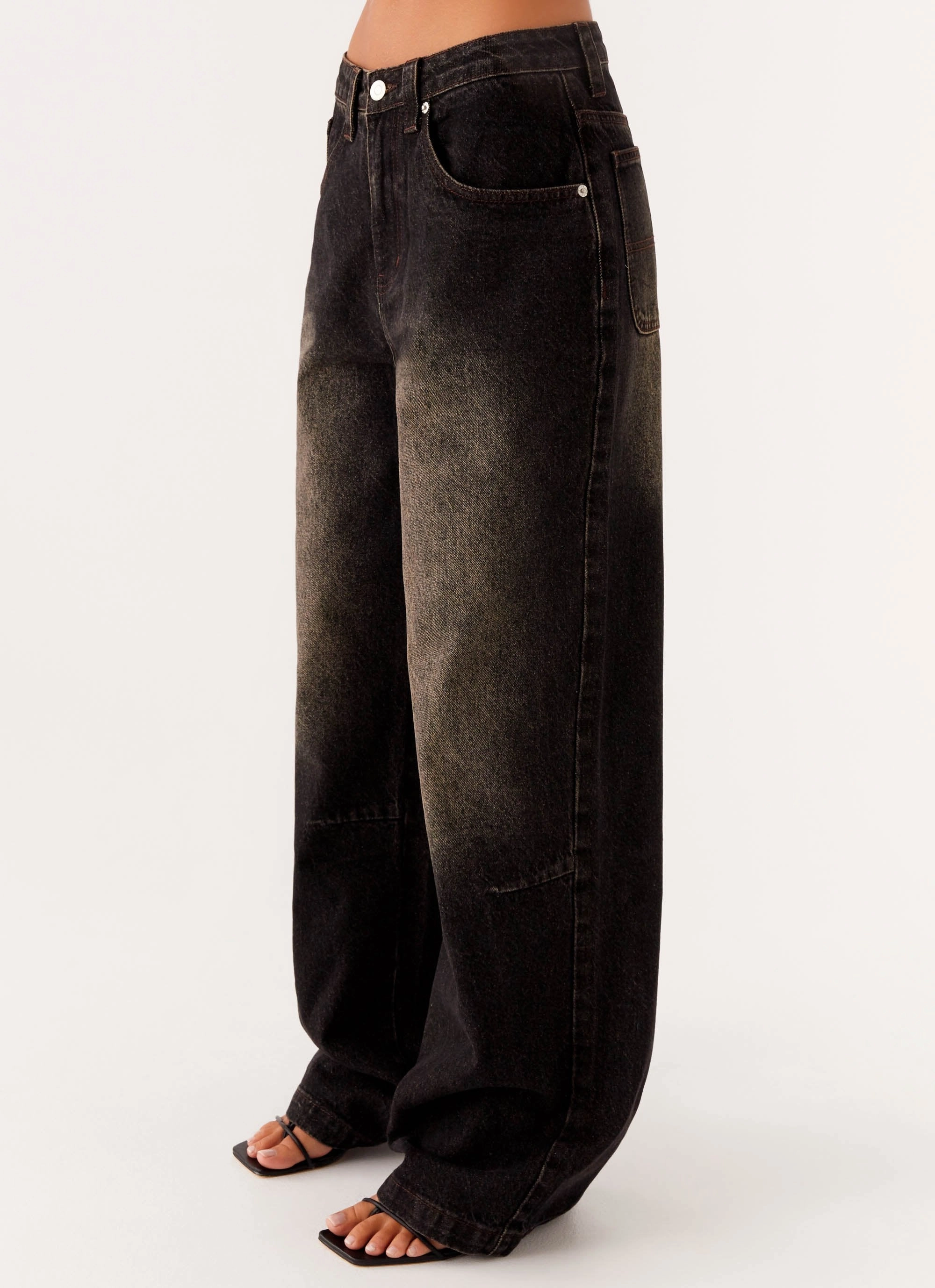 Pera Baggy Denim Jeans - Brown Wash SecureCargoPockets