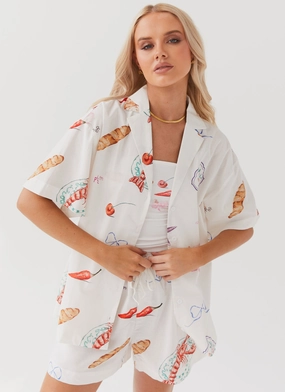 Double Layered Hem Sweet Relief Oversized Linen Shirt - Banchetto