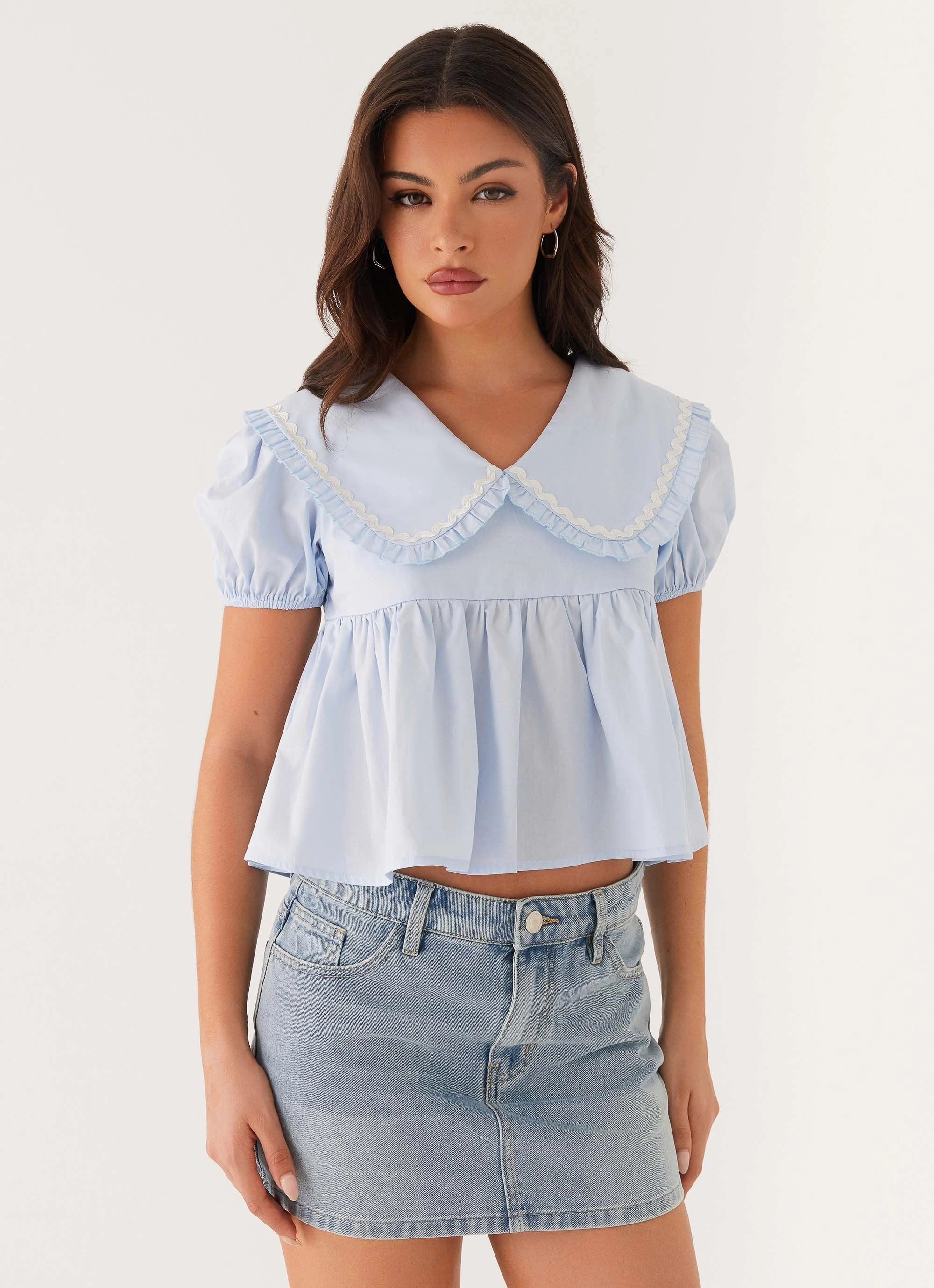 Adjustable Fit System Sophie Babydoll Top - Blue