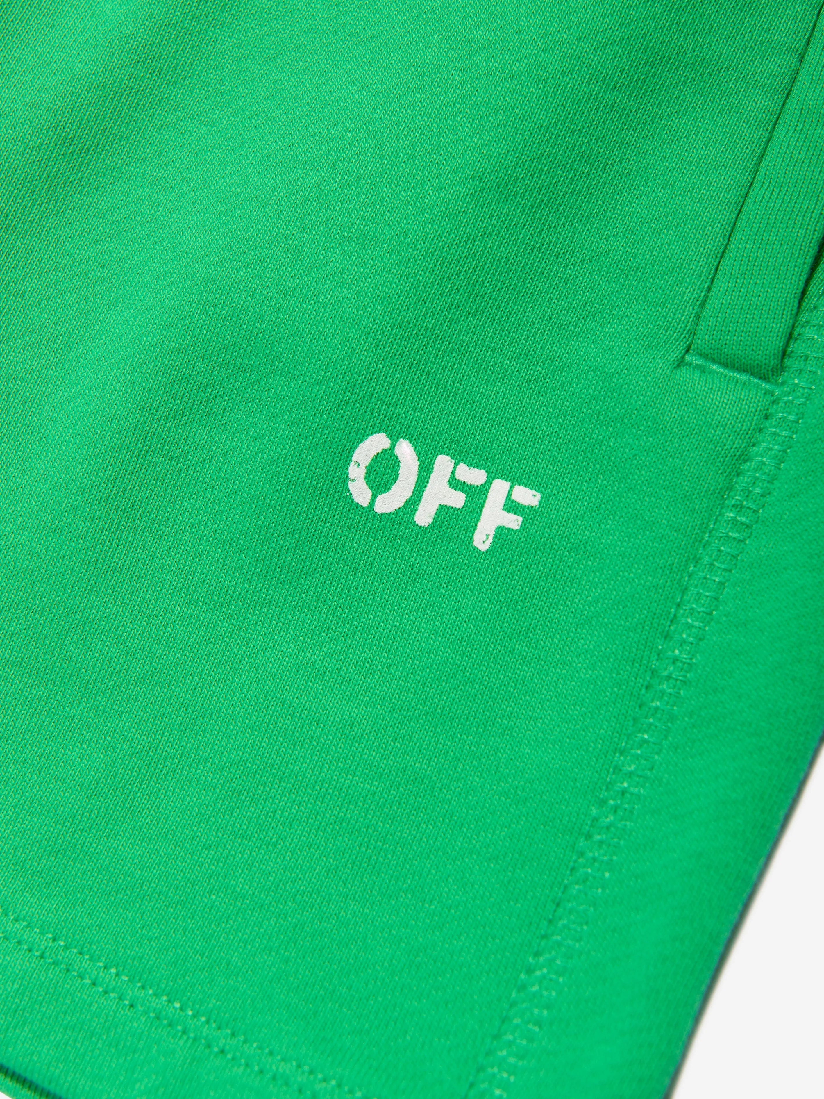 Off-White Boys Off Stamp Sweat Shorts in Green