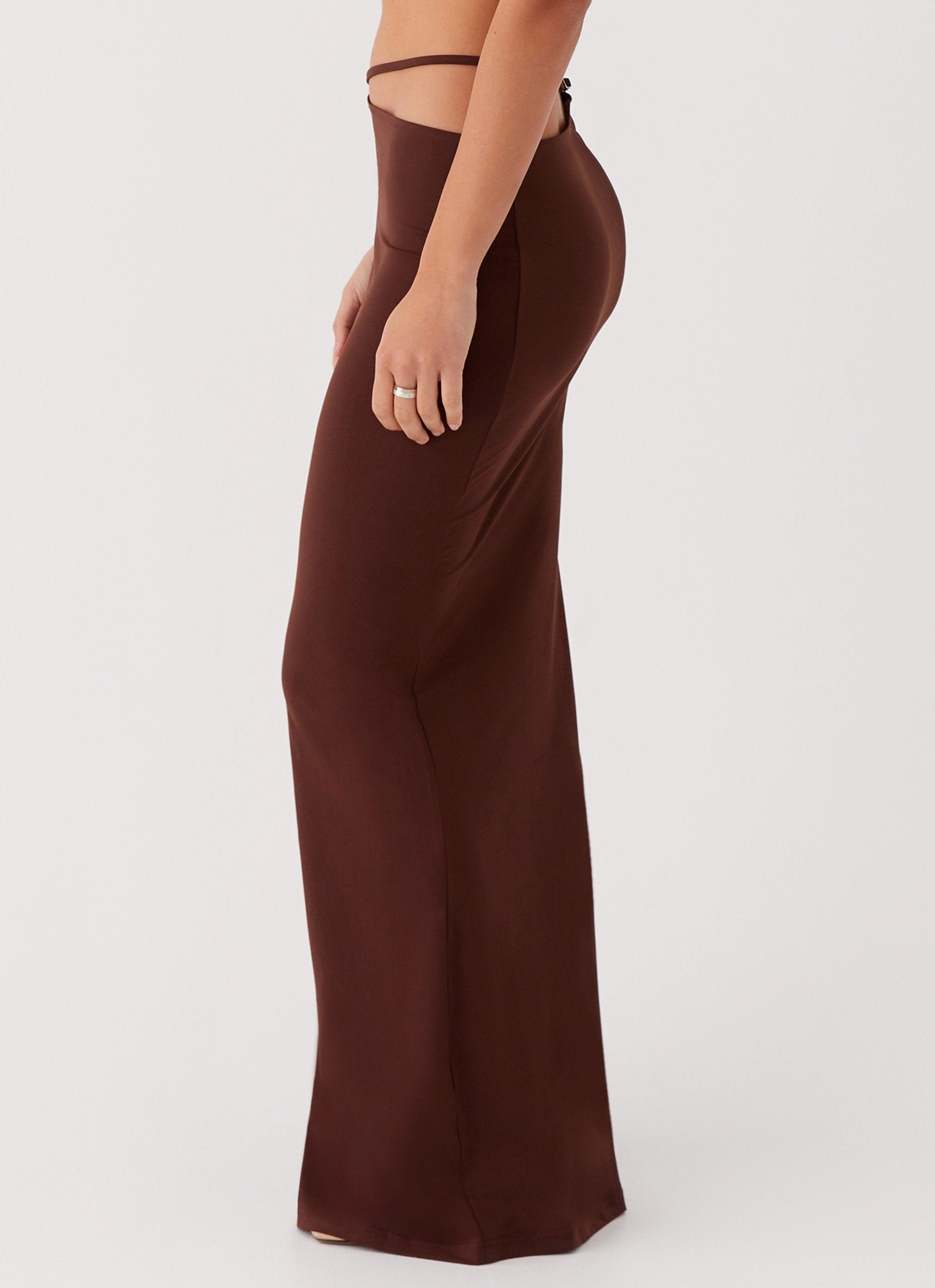 Like You Do Low Rise Maxi Skirt - Chocolate Eco Friendly
