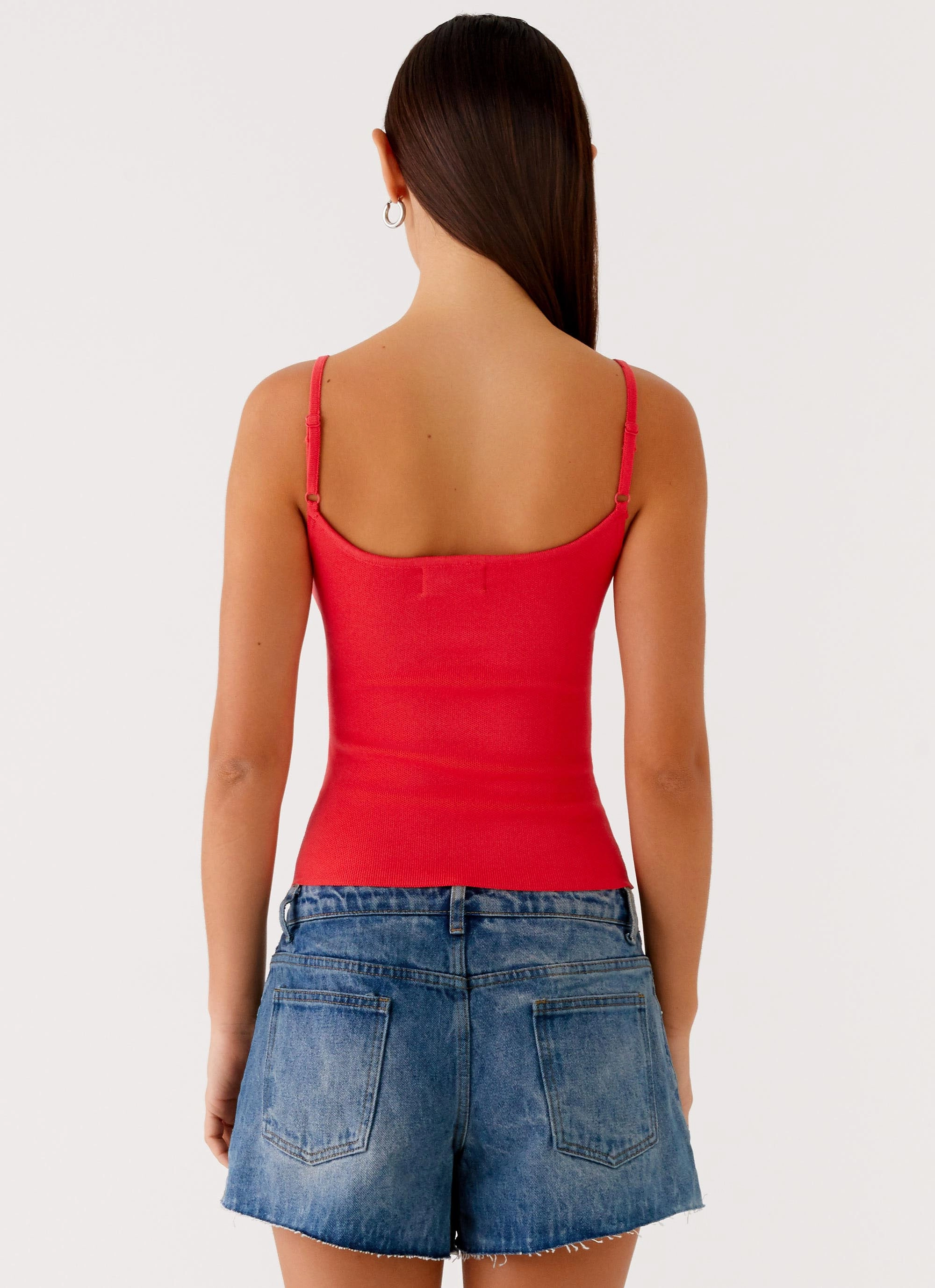 WrinkleFree Weave Ofira Knit Tank Top - Red Floral