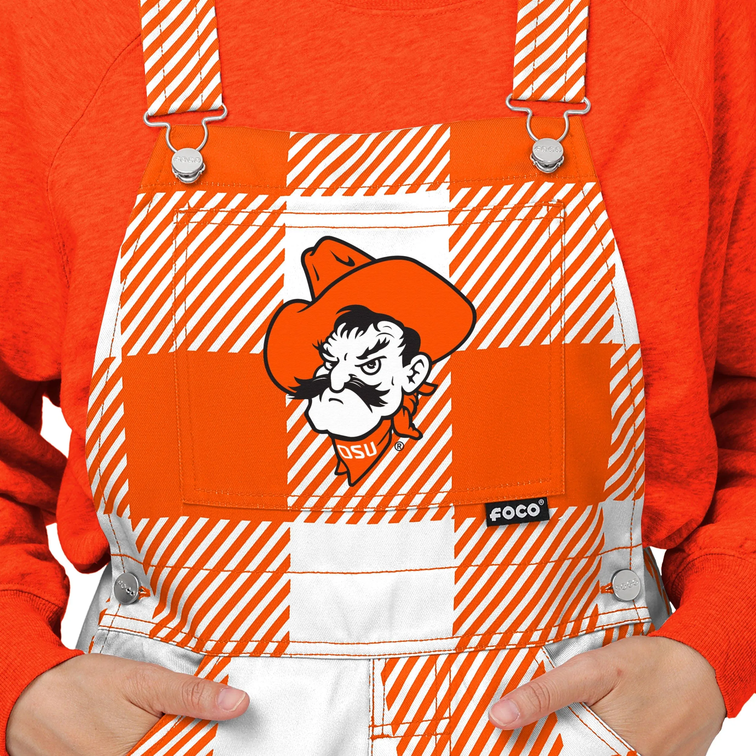 Oklahoma State Cowboys NCAA Womens Plaid Bib Overalls