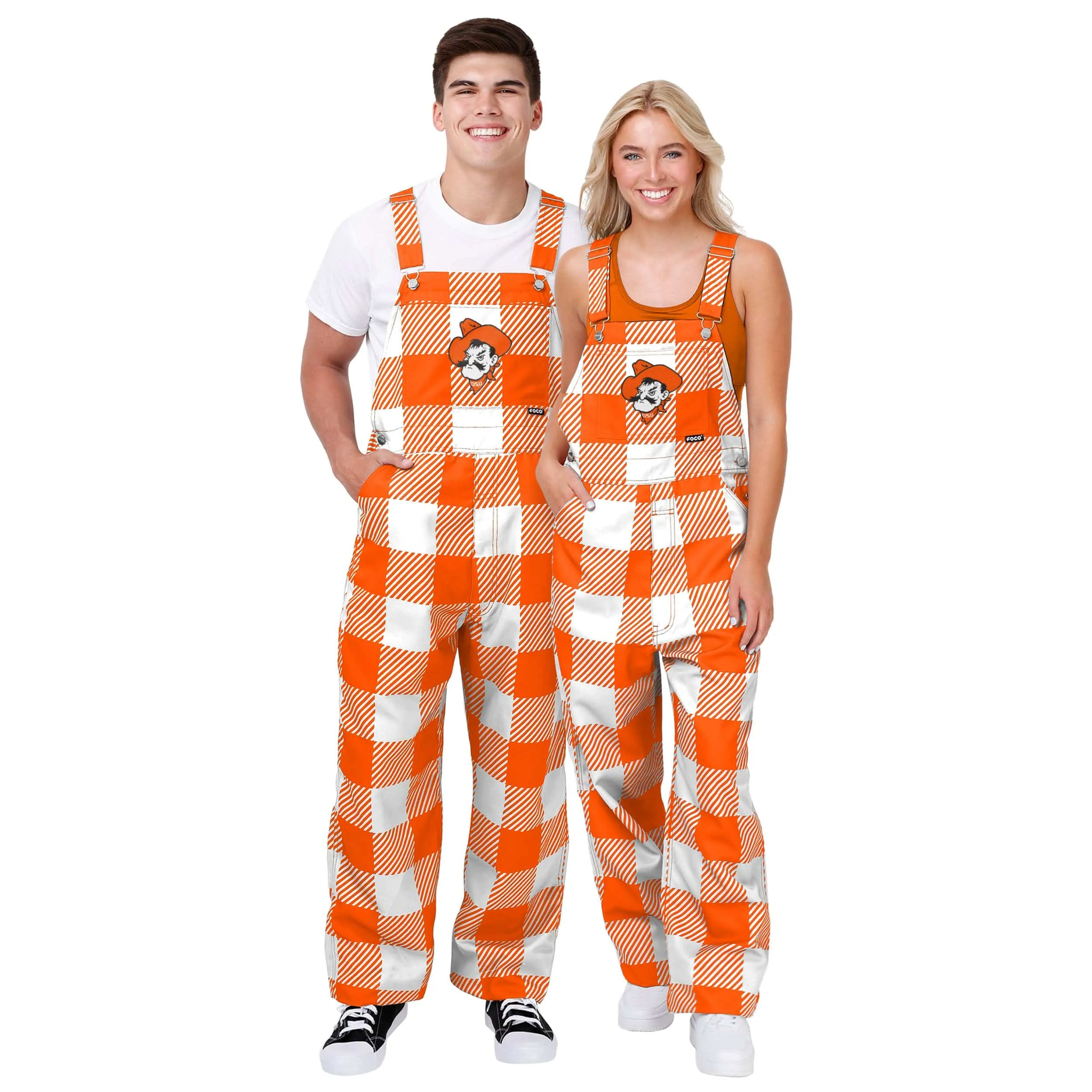 Oklahoma State Cowboys NCAA Womens Plaid Bib Overalls