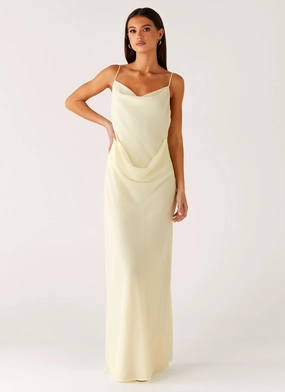 Oliana Maxi Dress - Yellow Layered Fabric