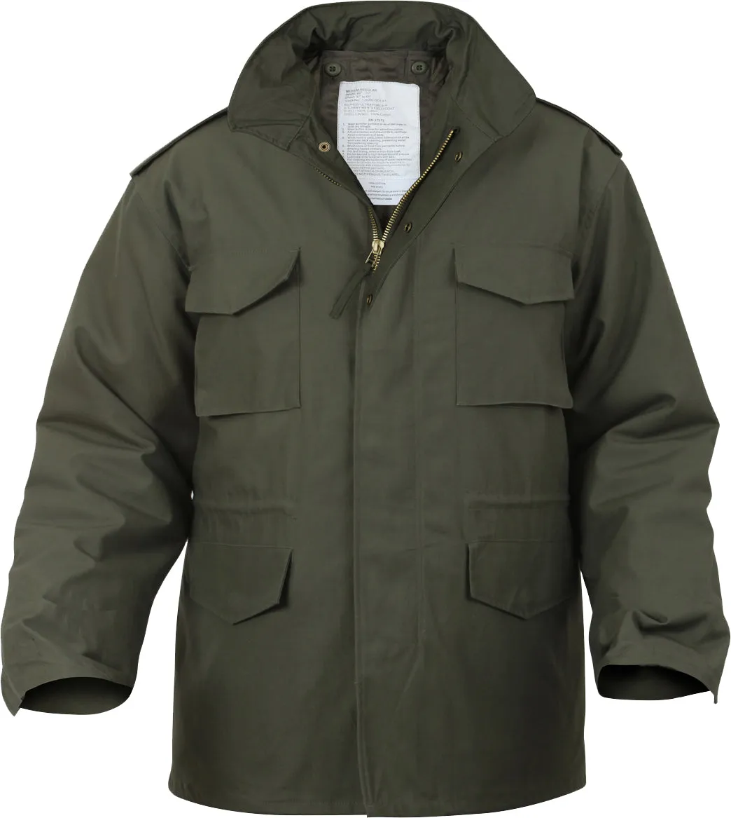 Olive Drab - Tactical M-65 Field Jacket Army Coat M1965 - Poly/Cotton with Liner
