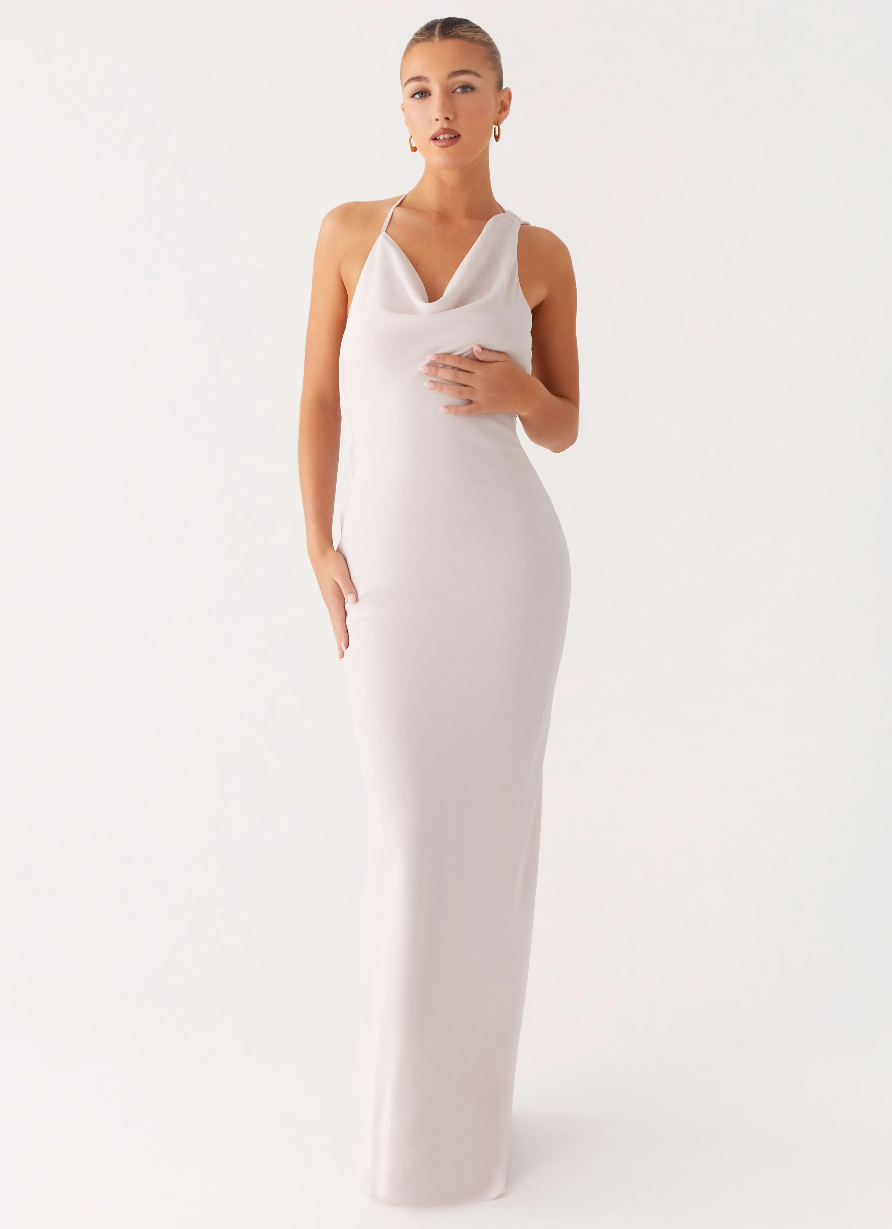 Opal Glow Maxi Dress - Off White Sleek Tone Motion Light