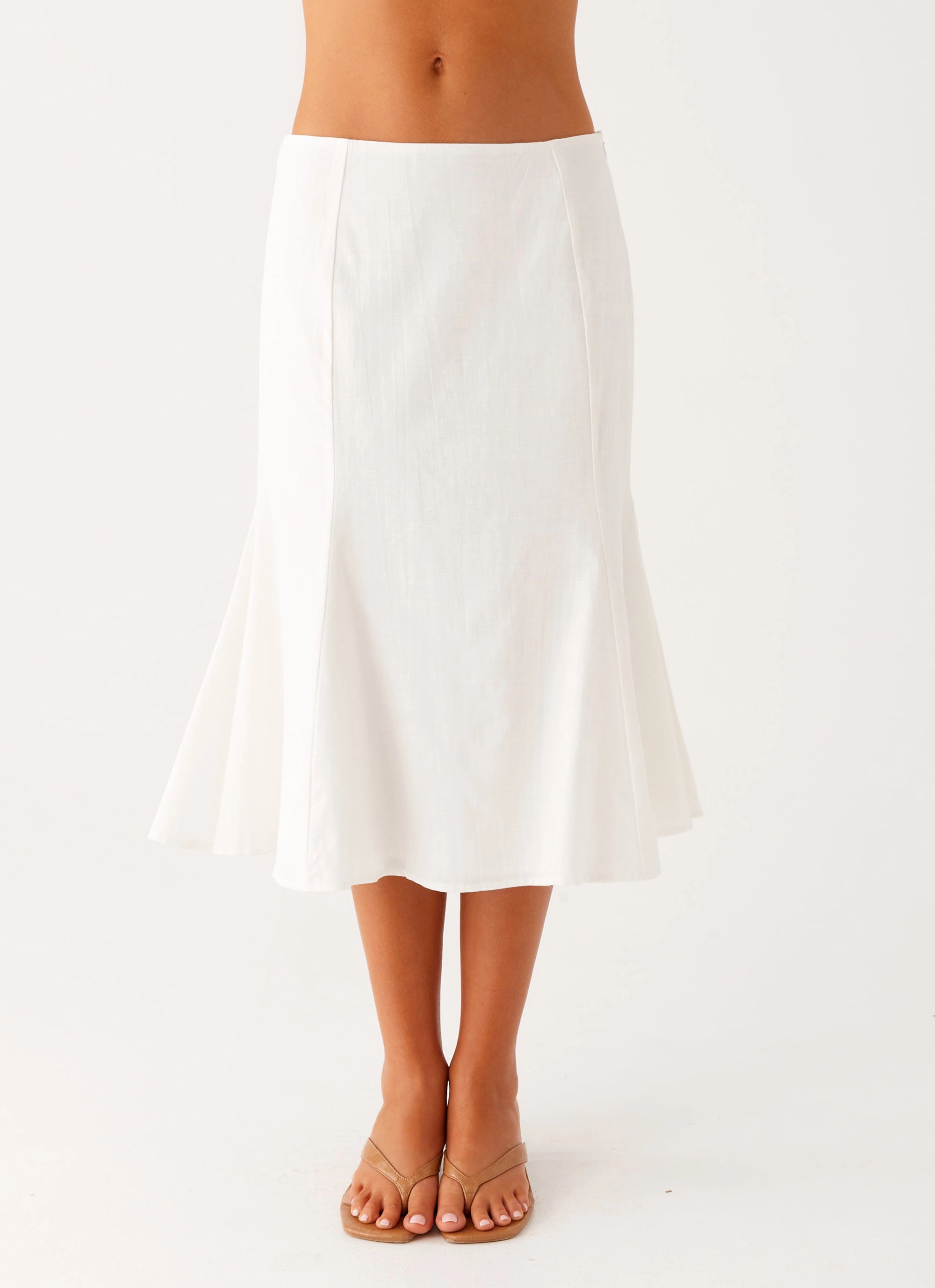 Olive Midi Skirt - Ivory Minimal Edge