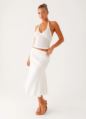 Olive Midi Skirt - Ivory Tapered Look