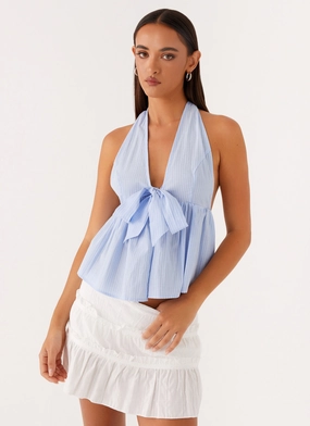 DurableStitching On Repeat Halter Top - Blue Stripe