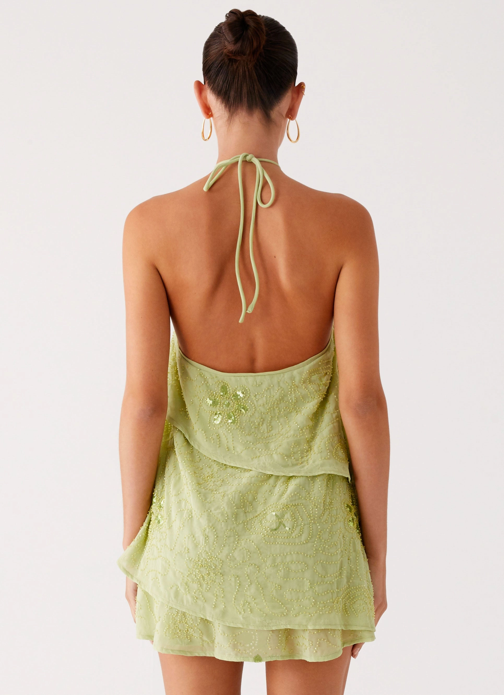 Vibrant Edge Light Drape On The Go Beaded Mini Dress - Mint