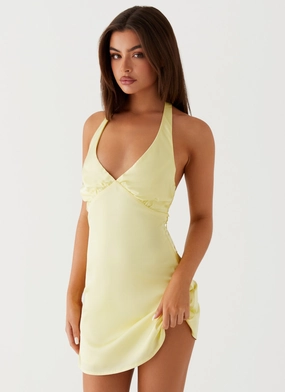 Cocktail-Party Neutral Look Heavy Hearted Mini Dress - Yellow