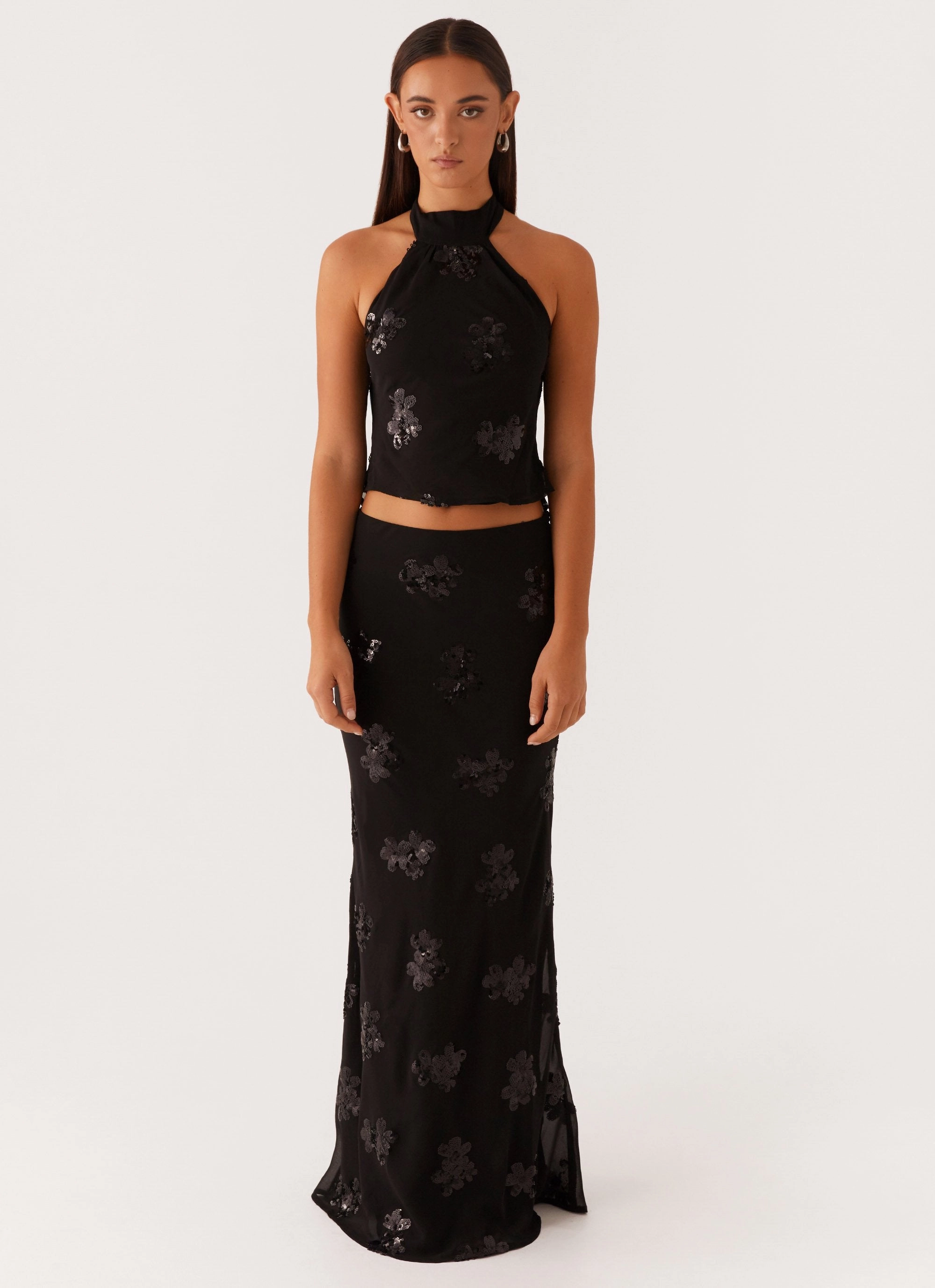 Only Girl Sequin Maxi Skirt - Black Exclusive Drop Non Restrictive Fit