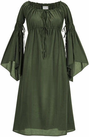 Oona Maxi Chemise Limited Edition Moss Green Mesh-Sleeve